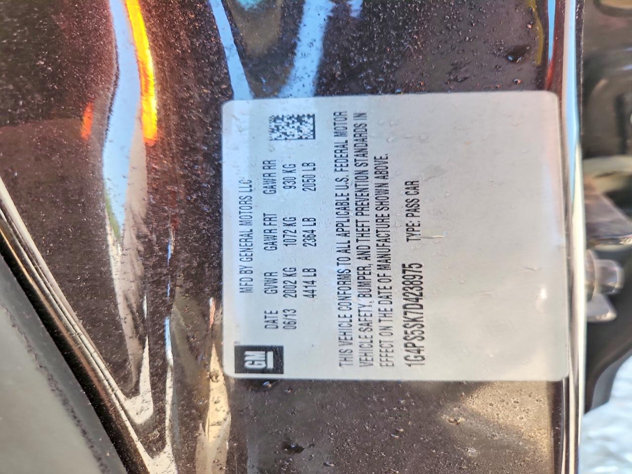 2013 Buick Verano Black vin: 1G4PS5SK7D4238975