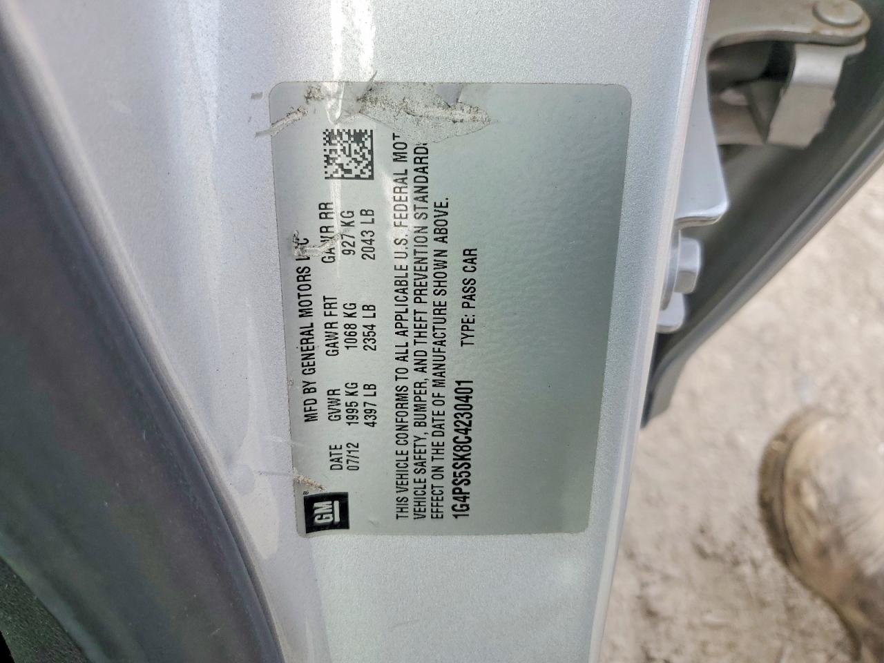 2012 Buick Verano Silver vin: 1G4PS5SK8C4230401
