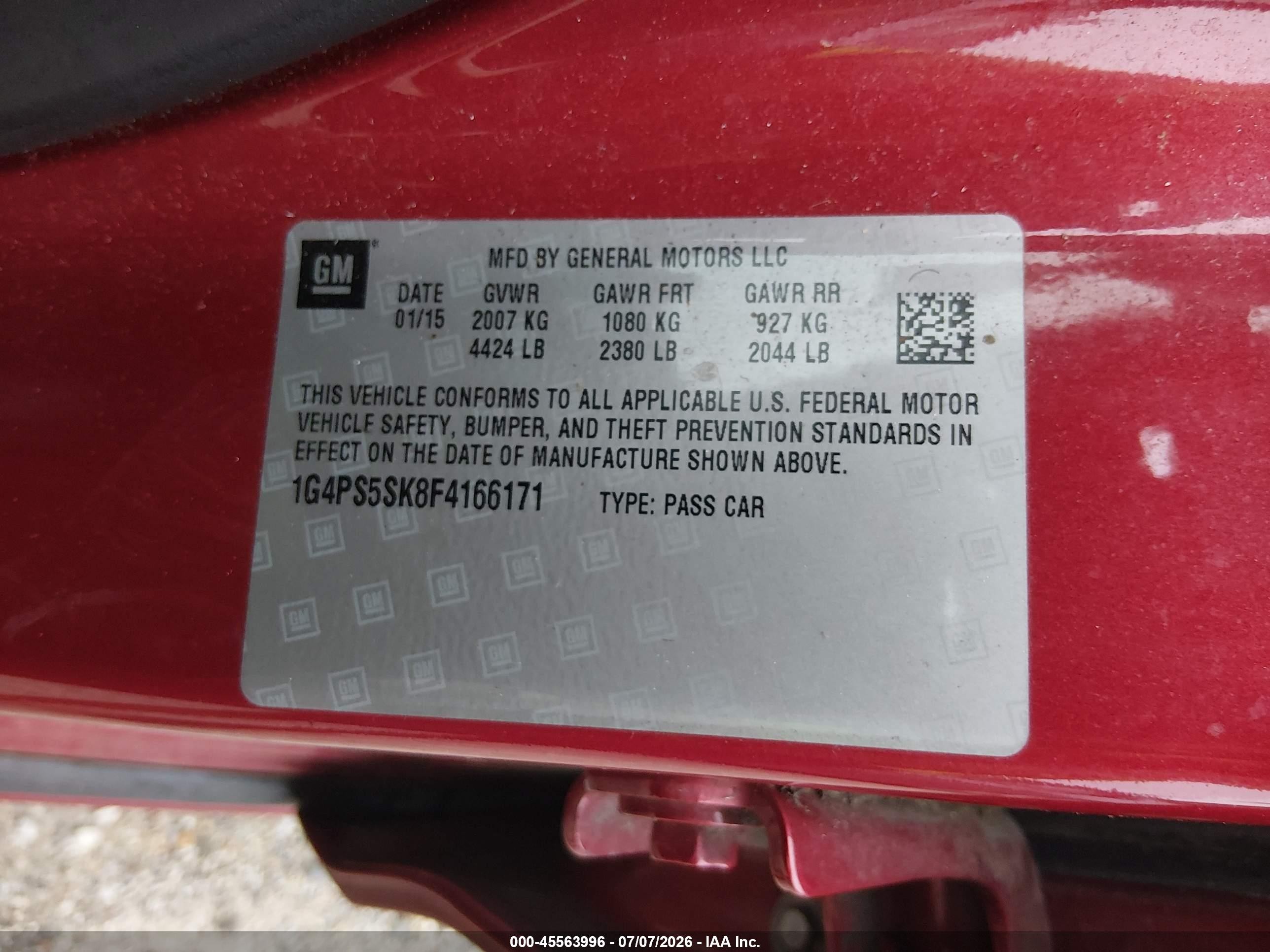 2015 Buick Verano Leather Group Red vin: 1G4PS5SK8F4166171