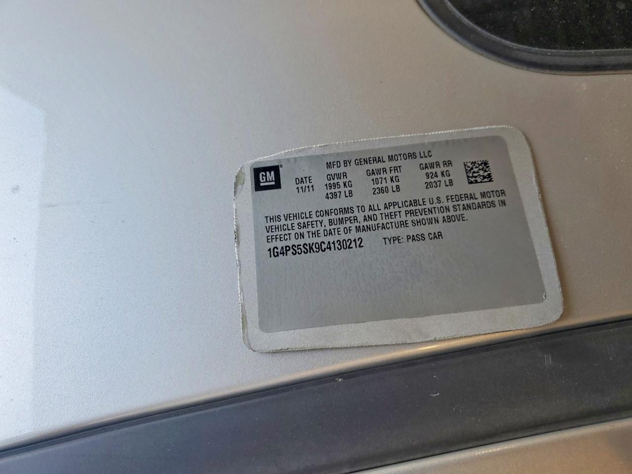 2012 Buick Verano Silver vin: 1G4PS5SK9C4130212