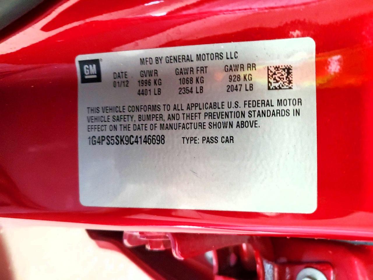 2012 Buick Verano Red vin: 1G4PS5SK9C4146698