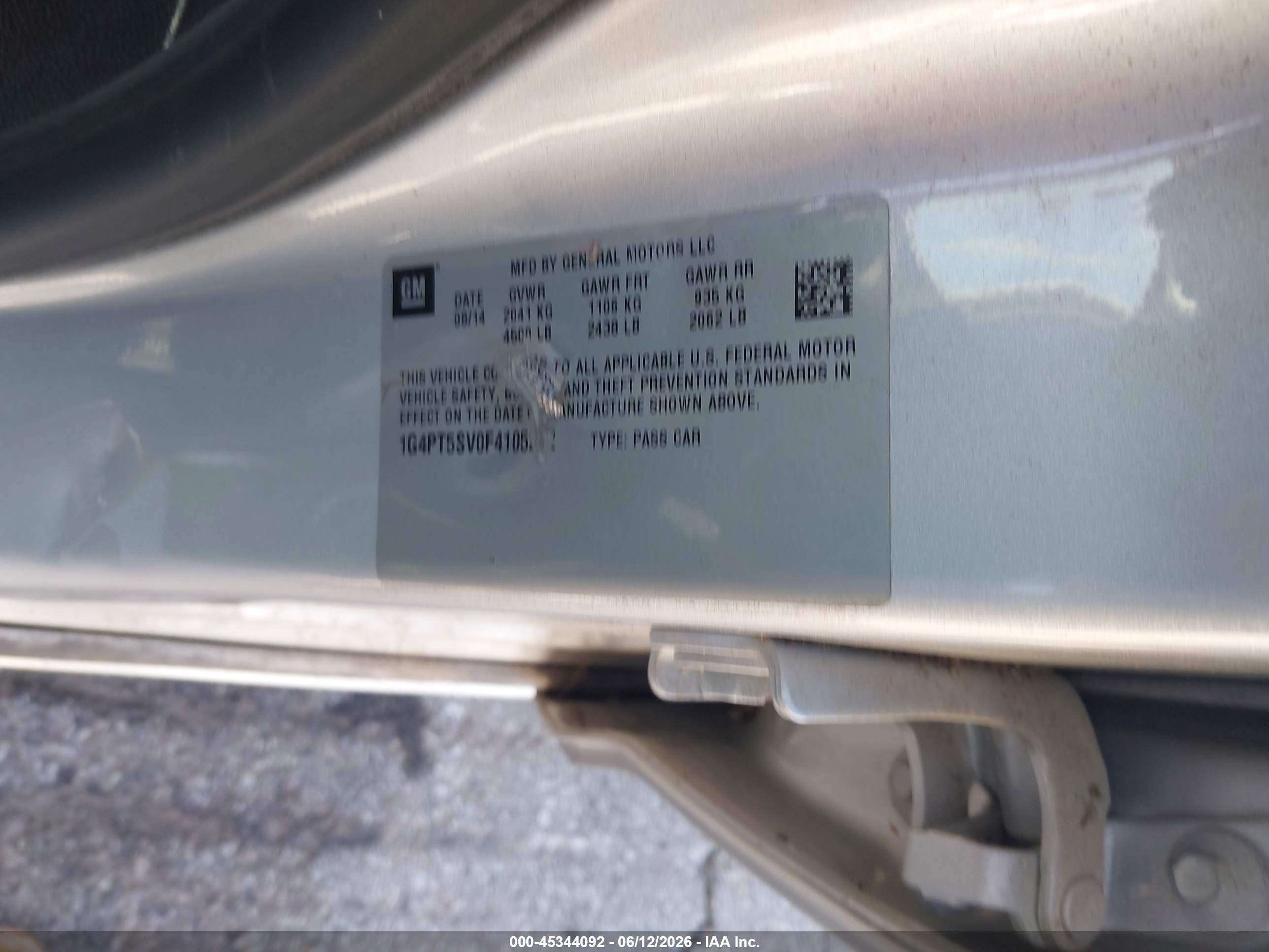 2015 Buick Verano Premium Turbo Group Silver vin: 1G4PT5SV0F4105212