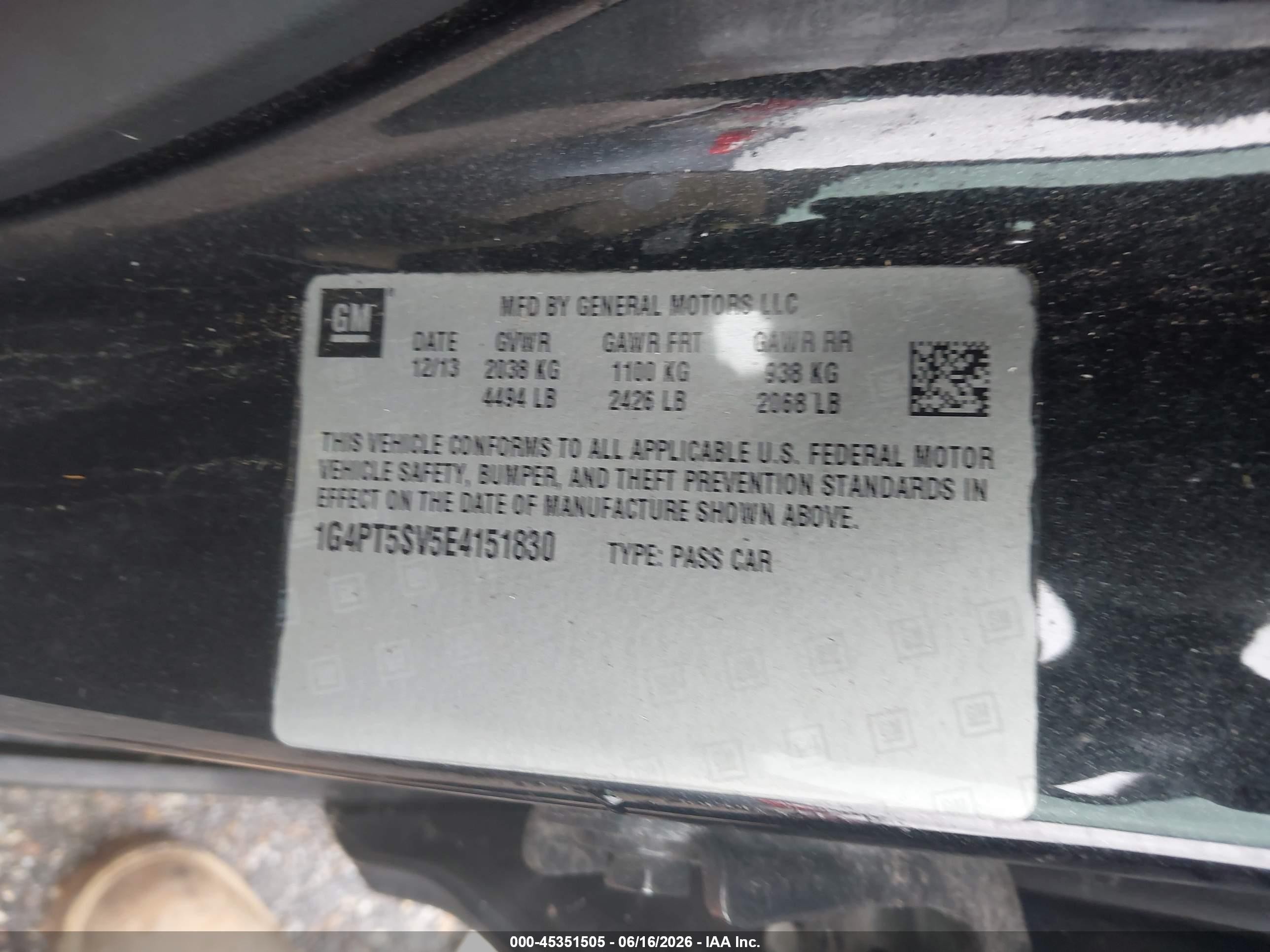 2014 Buick Verano Premium Group Black vin: 1G4PT5SV5E4151830