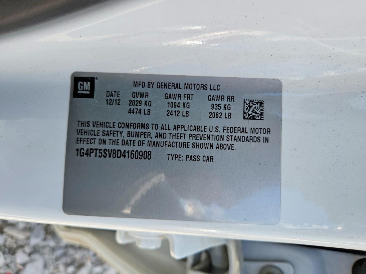2013 Buick Verano Premium White vin: 1G4PT5SV8D4160908