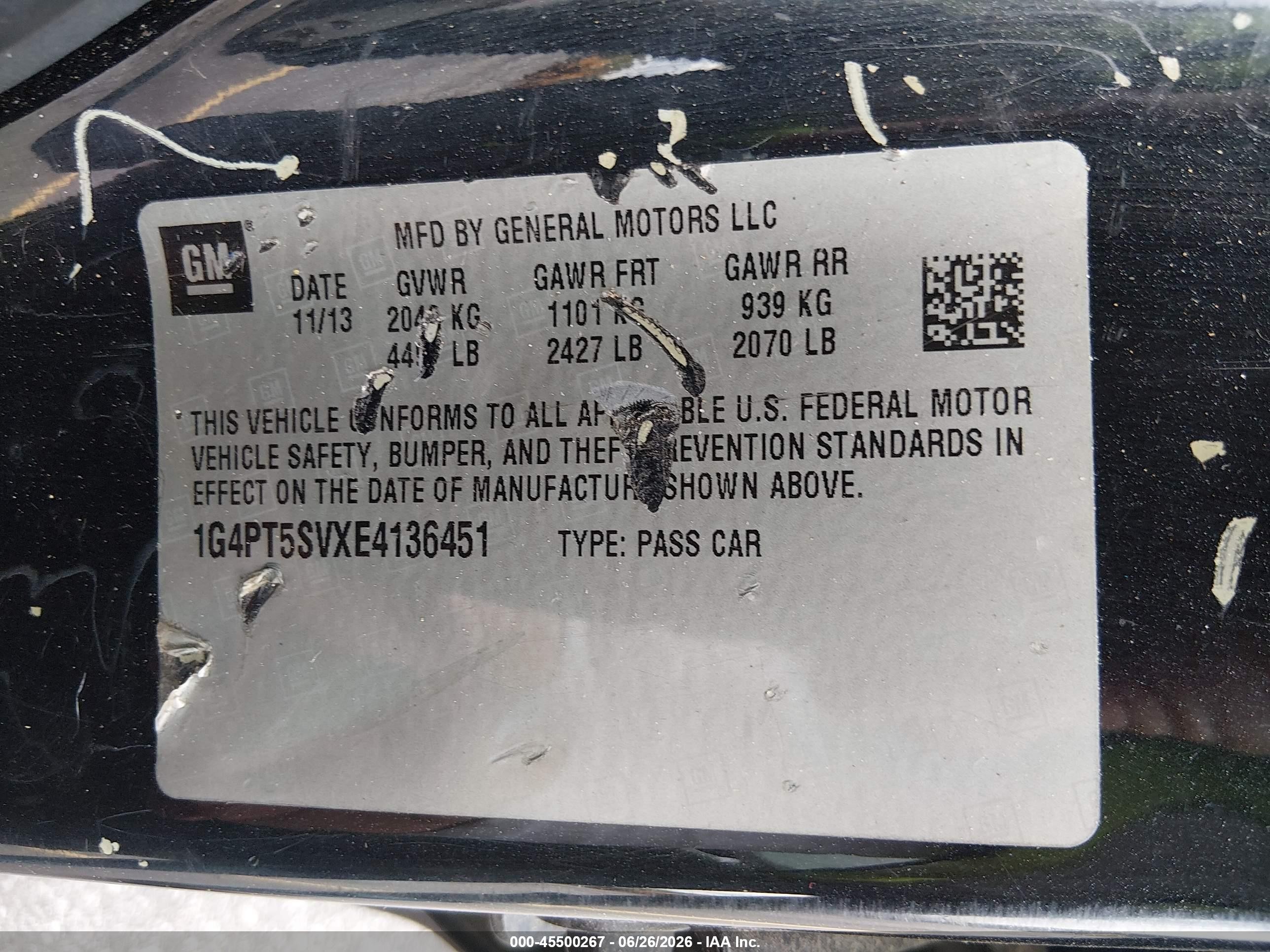 2014 Buick Verano Premium Group Черный vin: 1G4PT5SVXE4136451