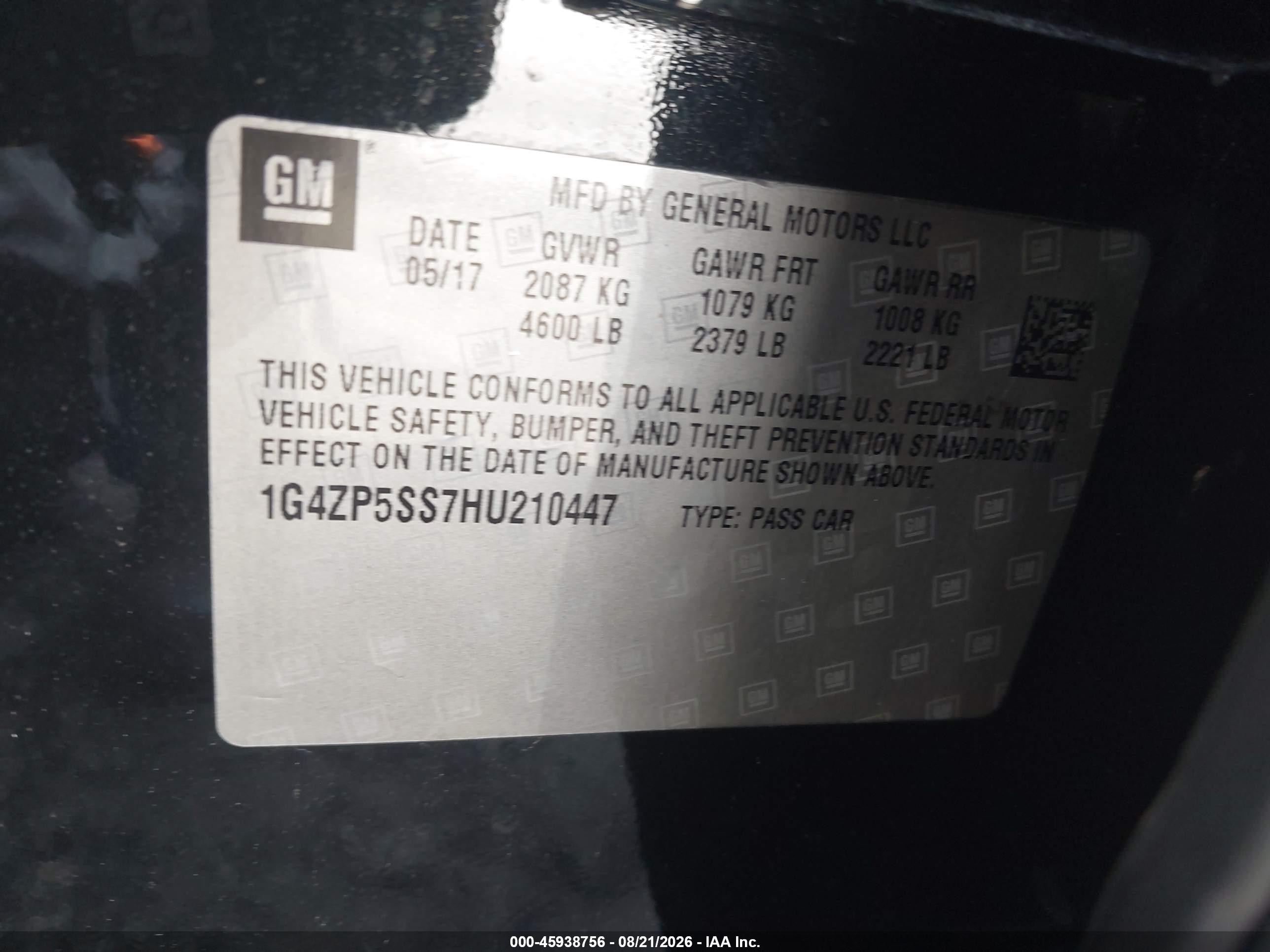 2017 Buick Lacrosse Essence Black vin: 1G4ZP5SS7HU210447