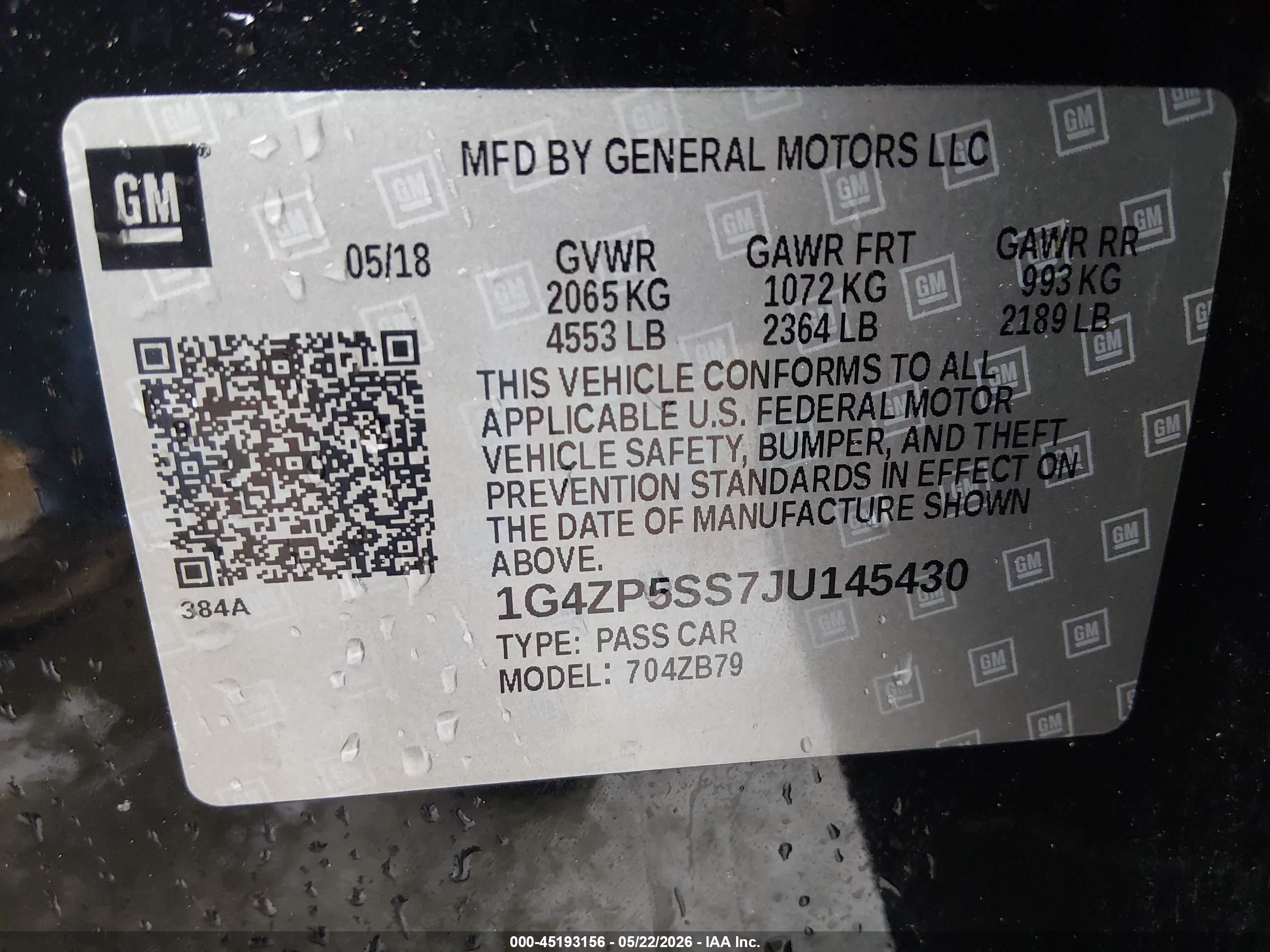 2018 Buick Lacrosse Essence Black vin: 1G4ZP5SS7JU145430