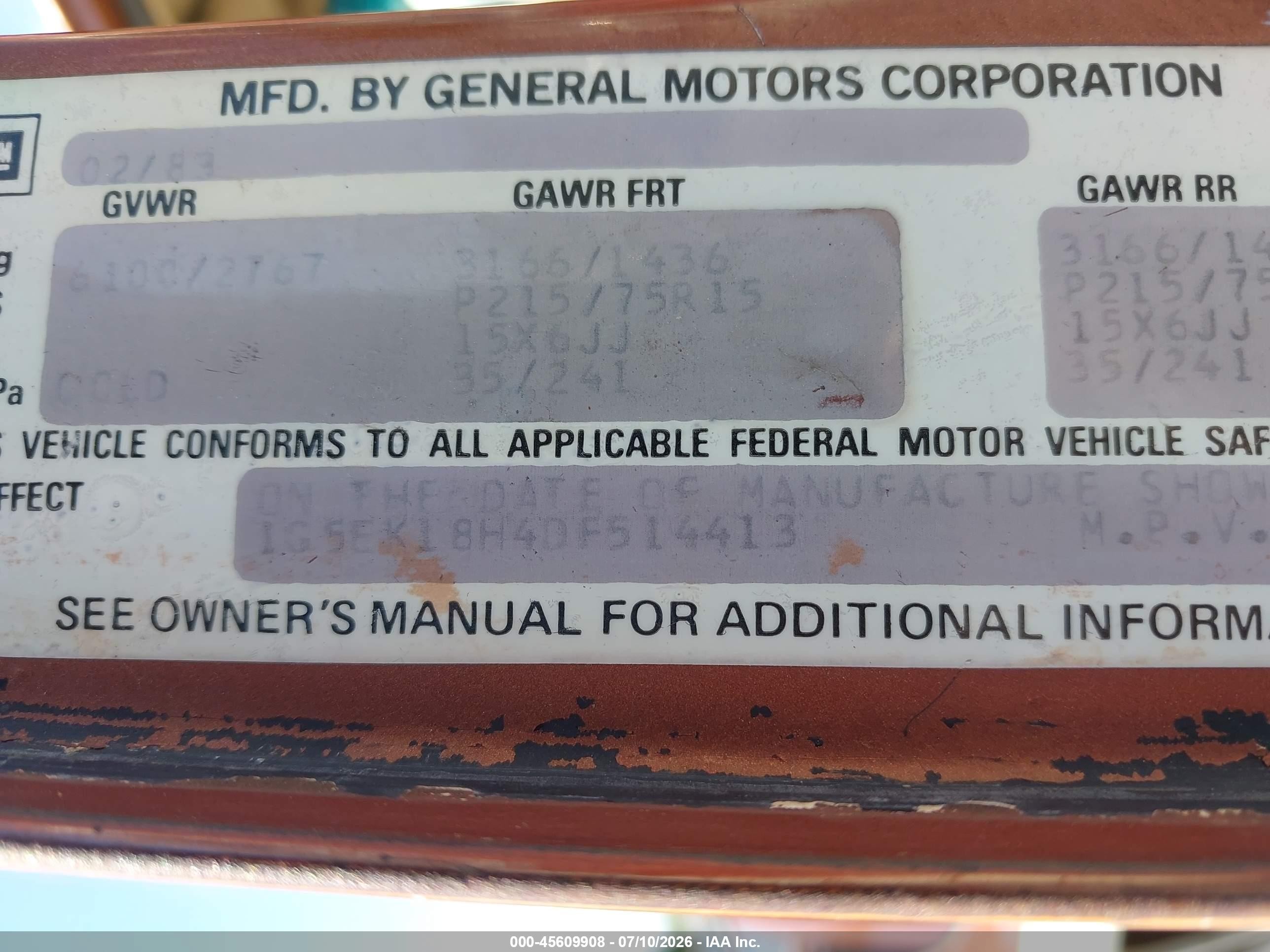 1983 Gmc Jimmy K1500 Beige vin: 1G5EK18H4DF514413