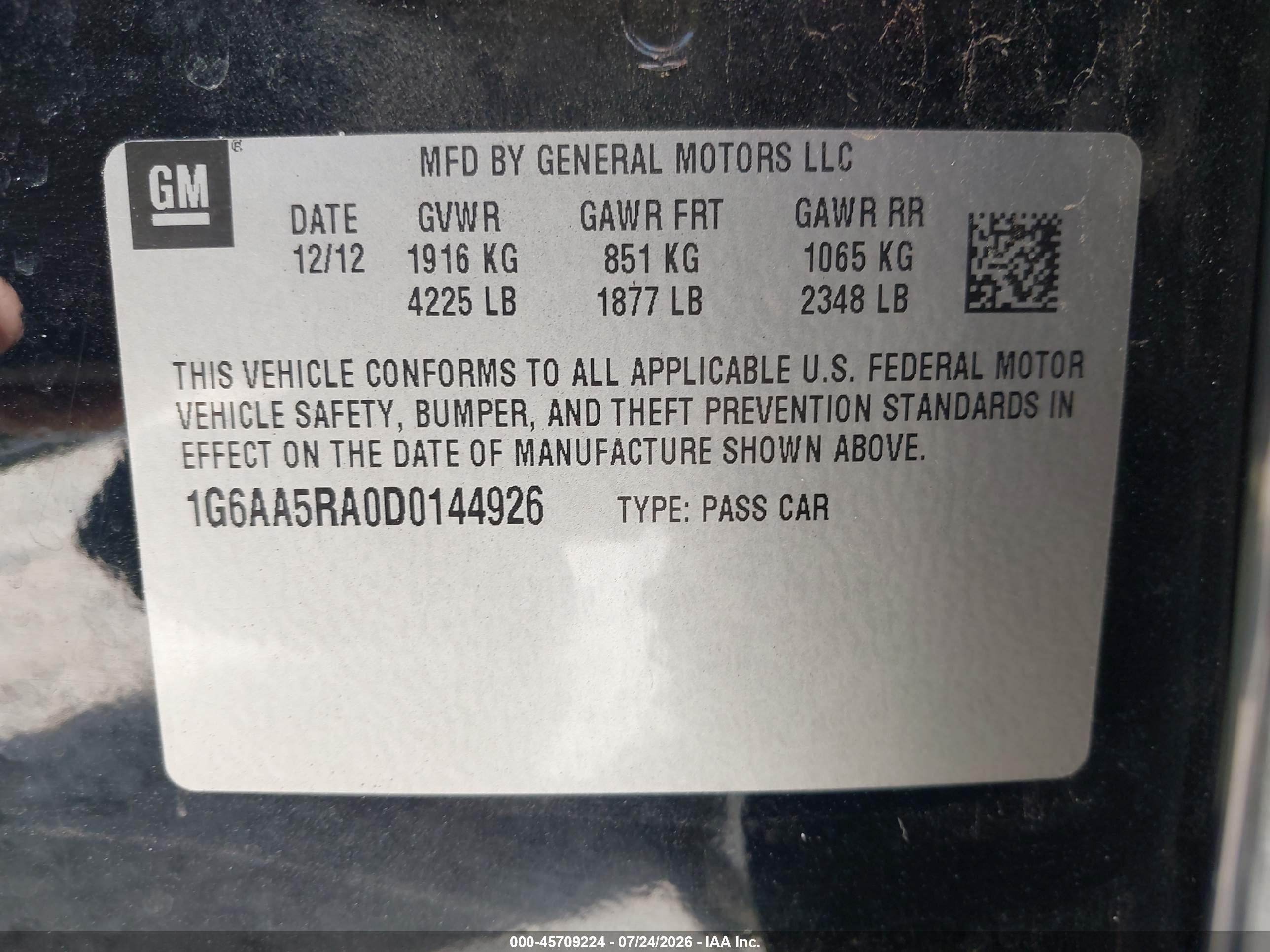 2013 Cadillac Ats Standard Black vin: 1G6AA5RA0D0144926