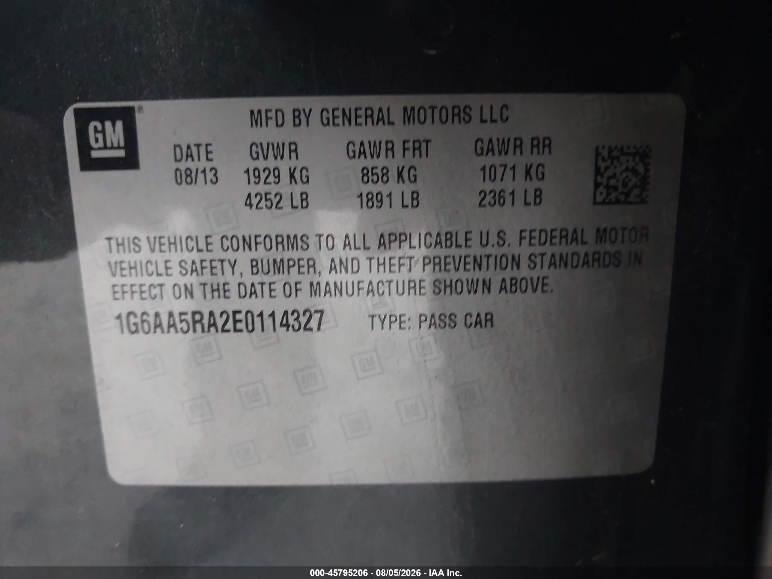 2014 Cadillac Ats Standard Gray vin: 1G6AA5RA2E0114327