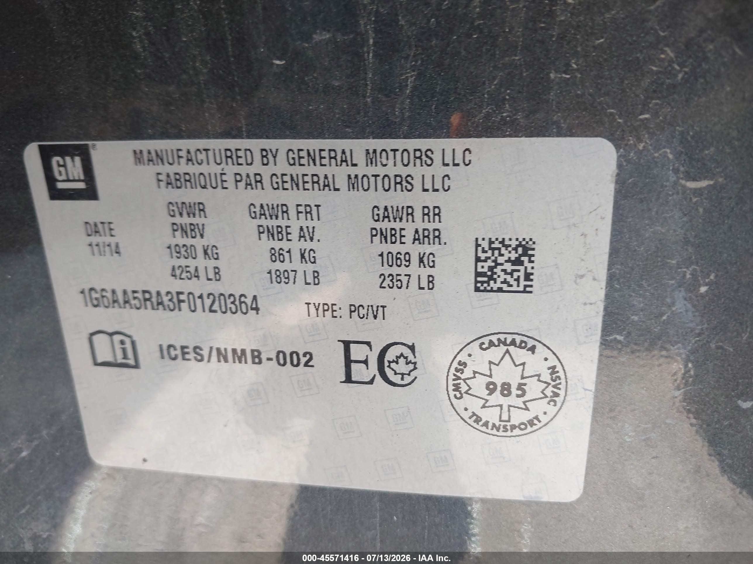 2015 Cadillac Ats Standard Gray vin: 1G6AA5RA3F0120364