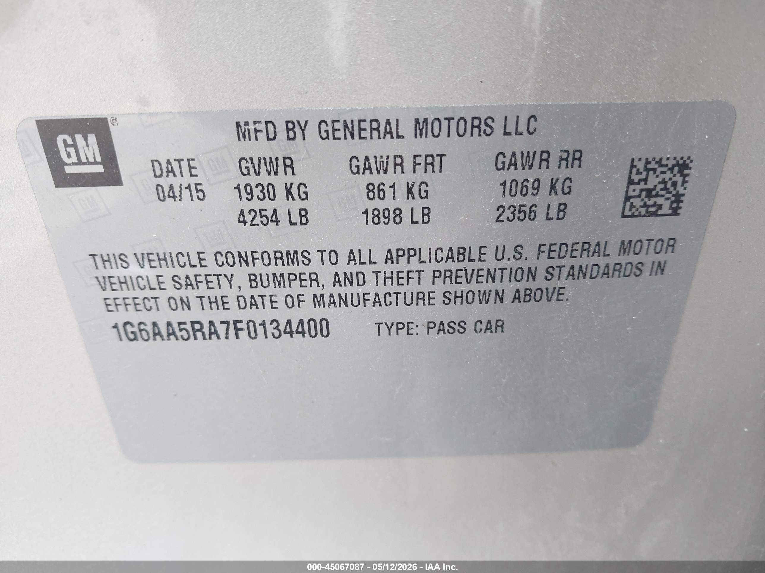 2015 Cadillac Ats Standard Gold vin: 1G6AA5RA7F0134400