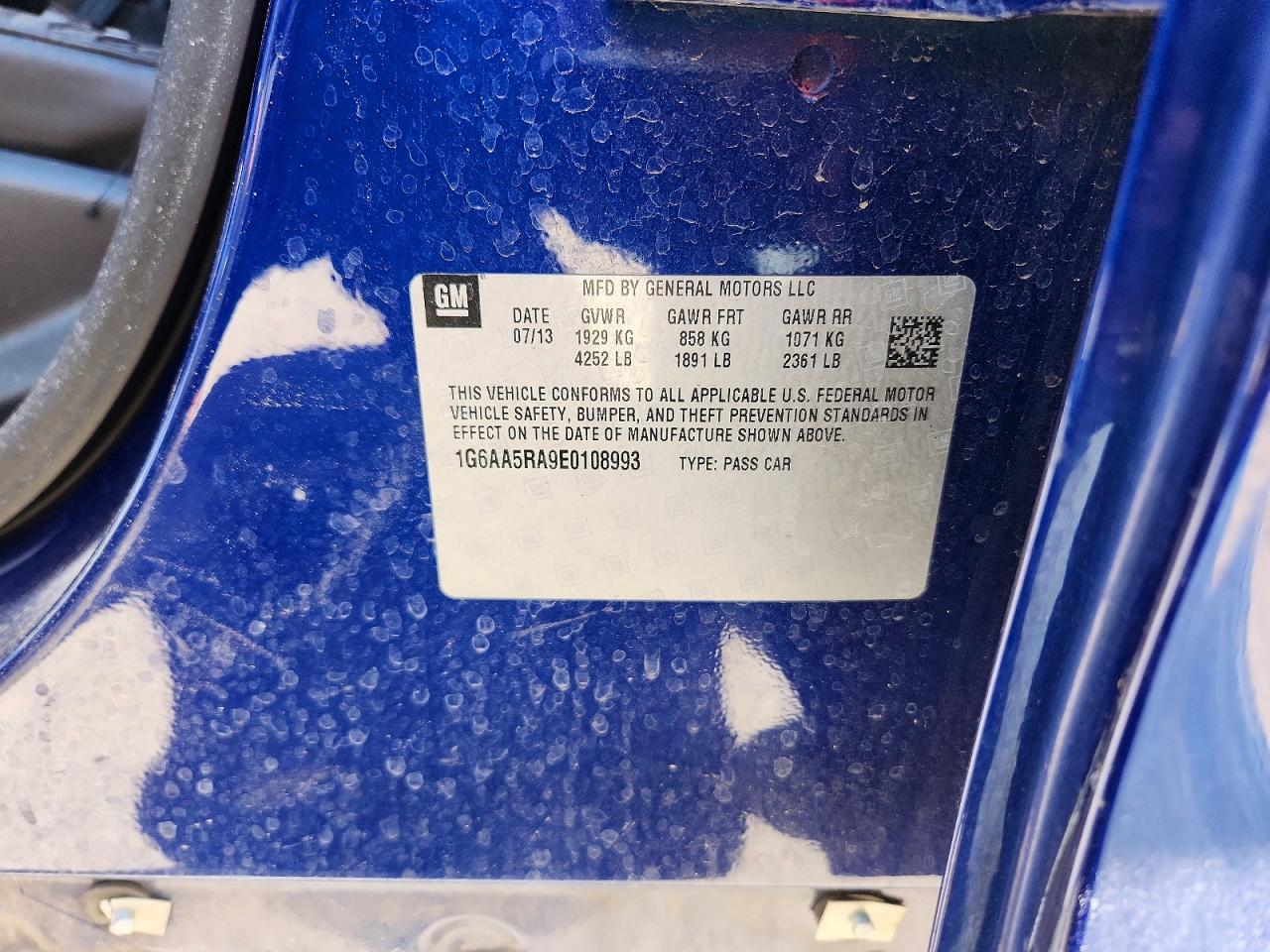2014 Cadillac Ats Blue vin: 1G6AA5RA9E0108993