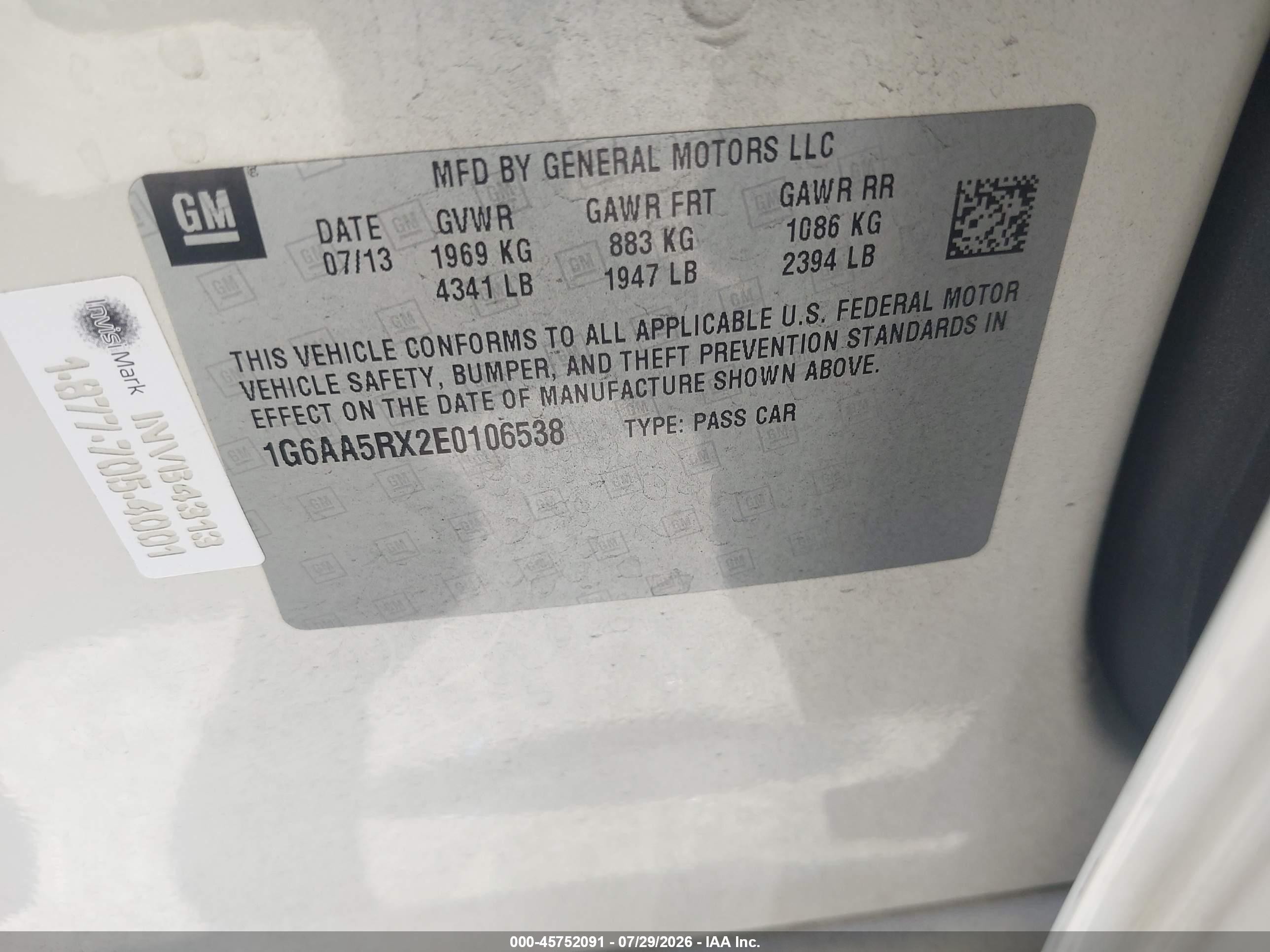 2014 Cadillac Ats Standard White vin: 1G6AA5RX2E0106538