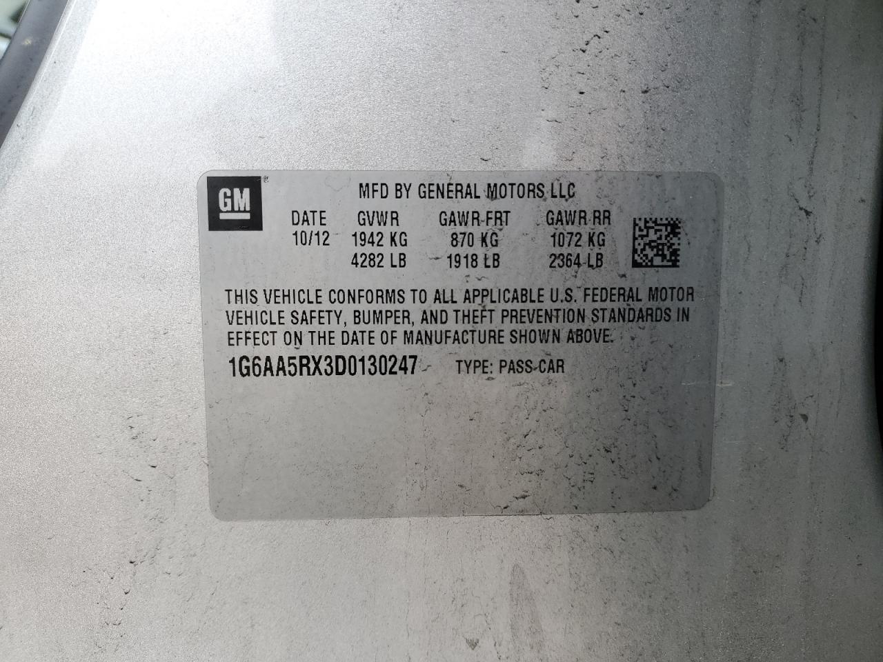 2013 Cadillac Ats Silver vin: 1G6AA5RX3D0130247