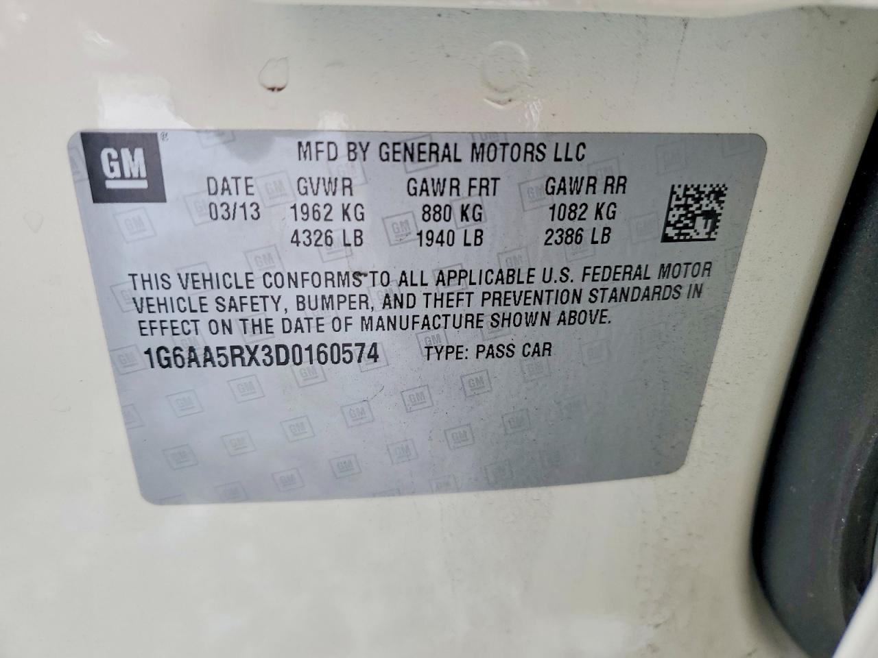 2013 Cadillac Ats Белый vin: 1G6AA5RX3D0160574