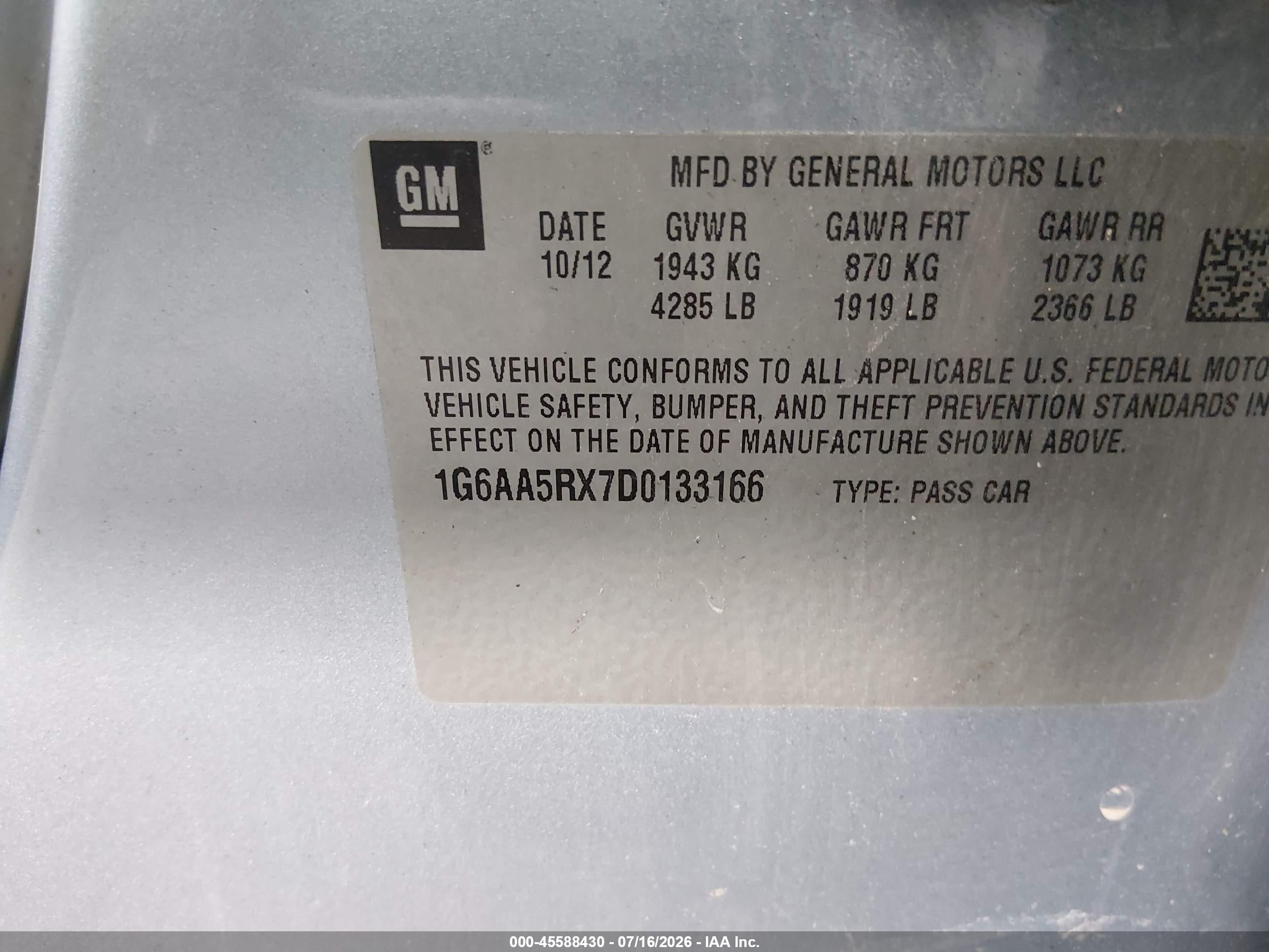 2013 Cadillac Ats Standard Light Blue vin: 1G6AA5RX7D0133166