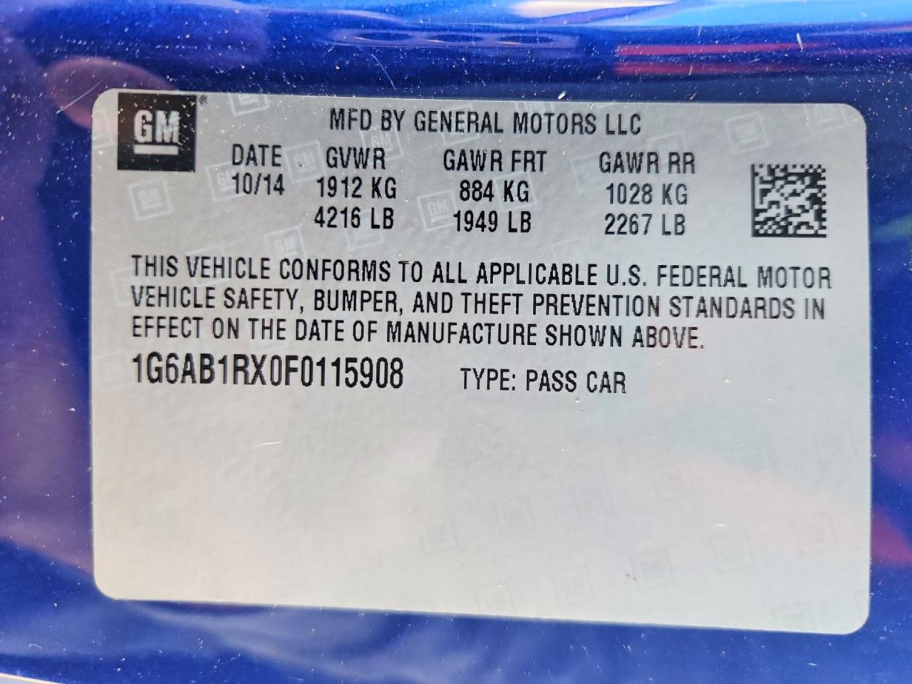 2015 Cadillac Ats Luxury Blue vin: 1G6AB1RX0F0115908