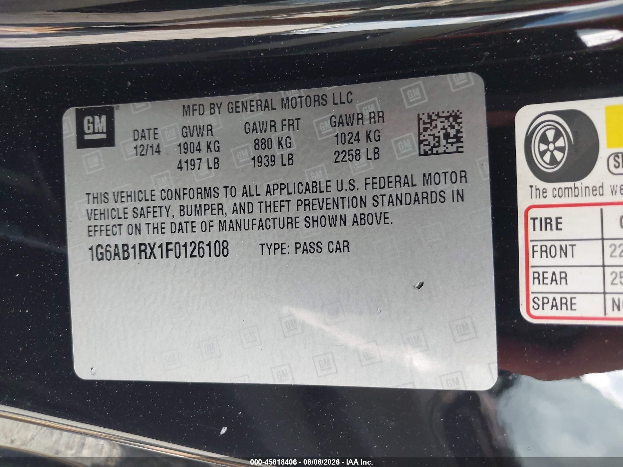 2015 Cadillac Ats Luxury Черный vin: 1G6AB1RX1F0126108