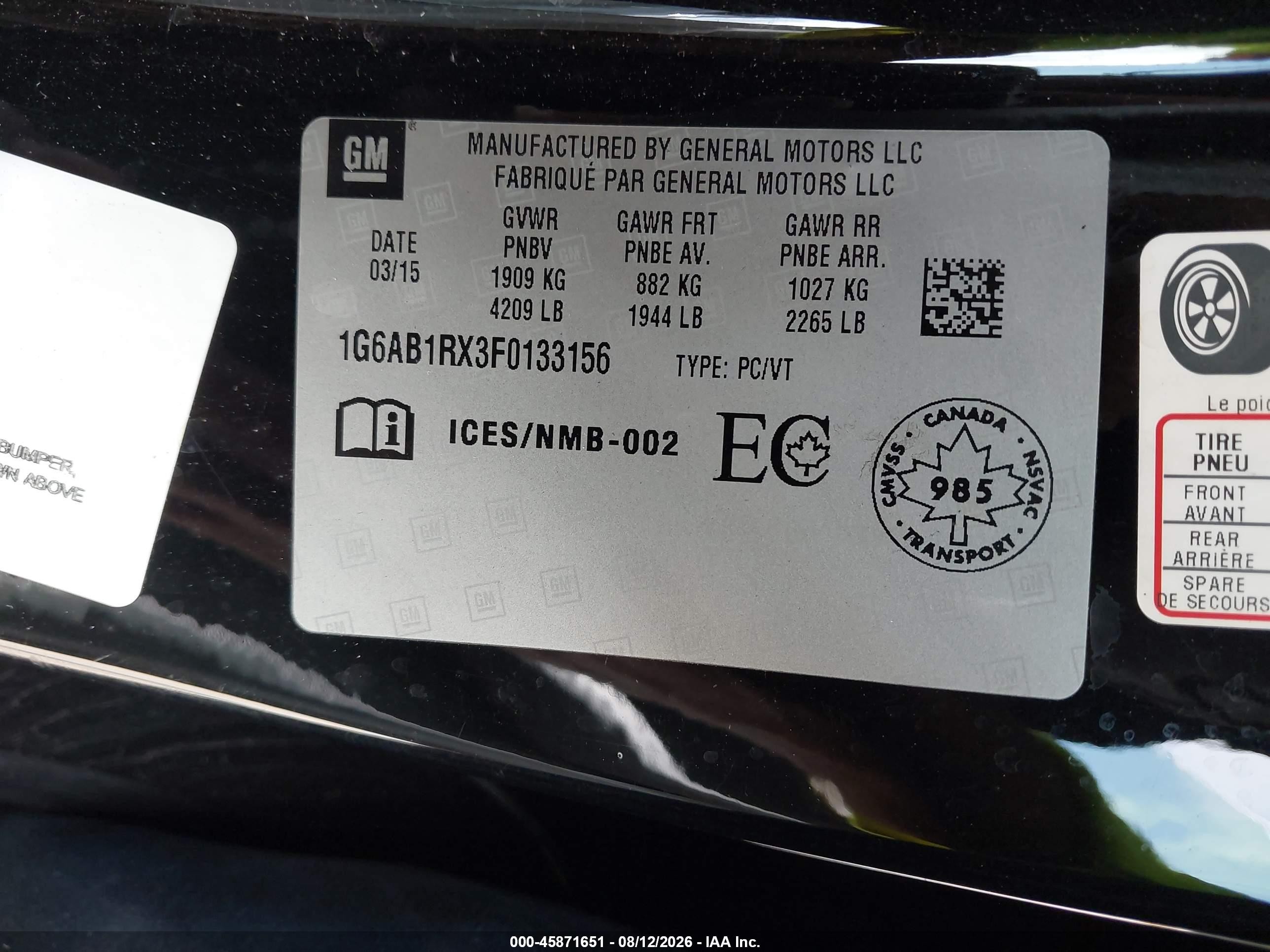 2015 Cadillac Ats Luxury Black vin: 1G6AB1RX3F0133156