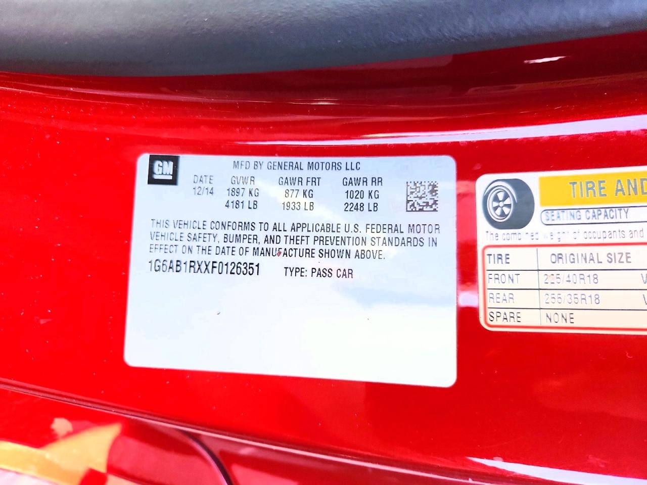 2015 Cadillac Ats Luxury Red vin: 1G6AB1RXXF0126351