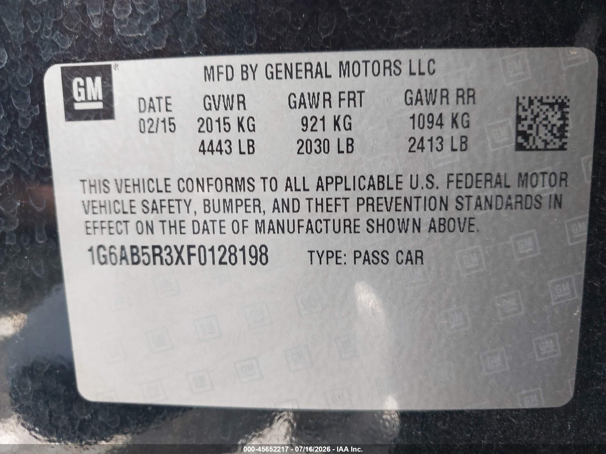 2015 Cadillac Ats Luxury Black vin: 1G6AB5R3XF0128198
