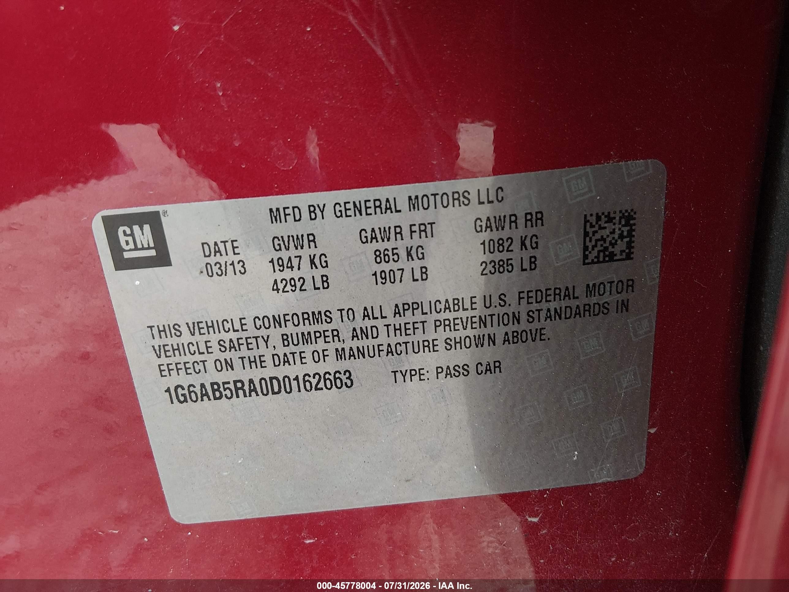 2013 Cadillac Ats Luxury Red vin: 1G6AB5RA0D0162663