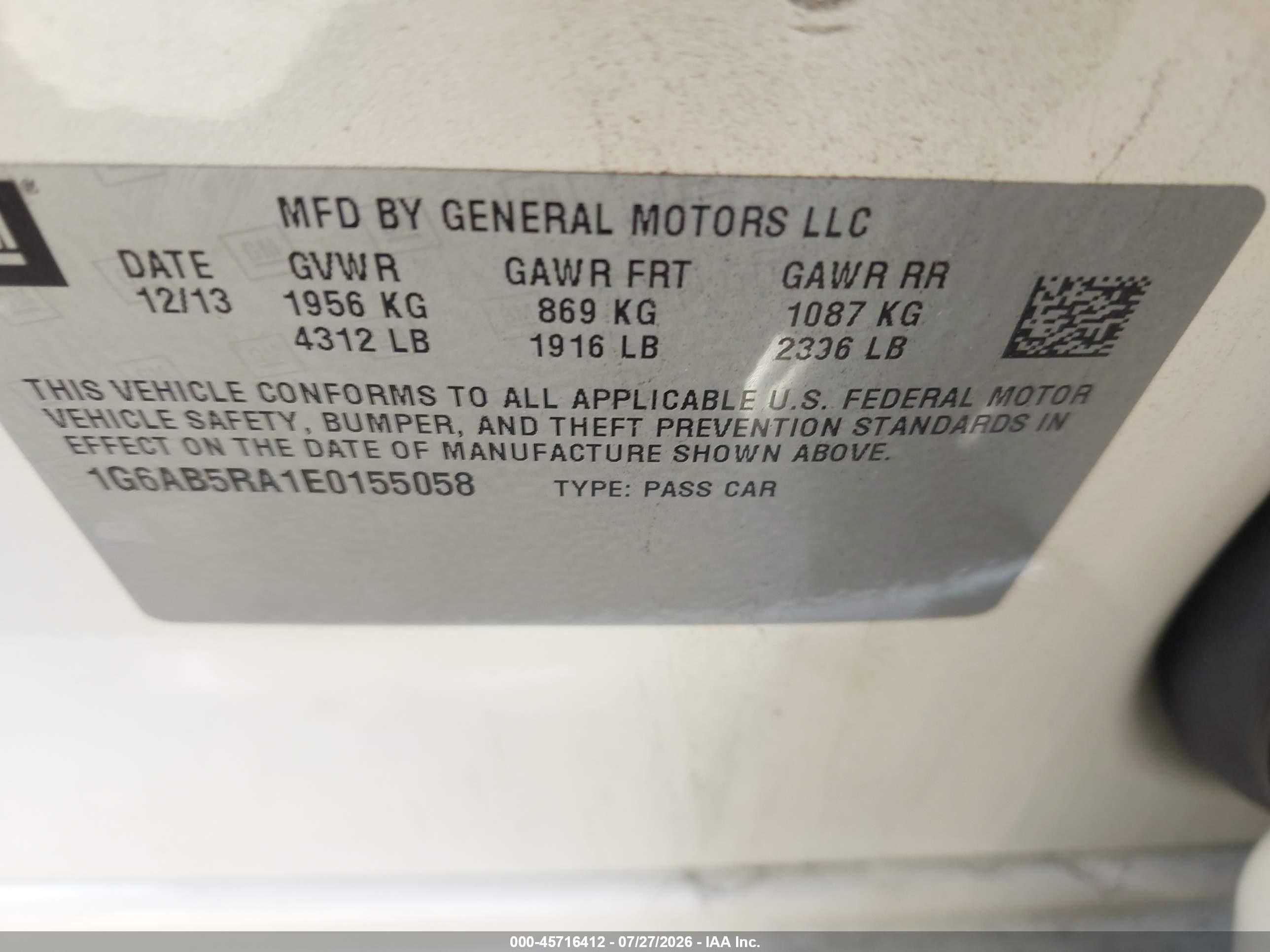 2014 Cadillac Ats Luxury White vin: 1G6AB5RA1E0155058