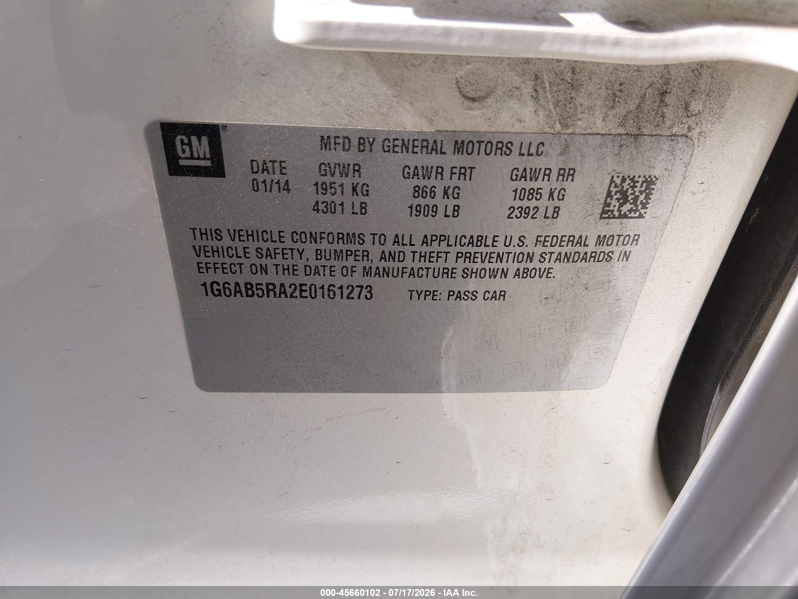 2014 Cadillac Ats Luxury White vin: 1G6AB5RA2E0161273