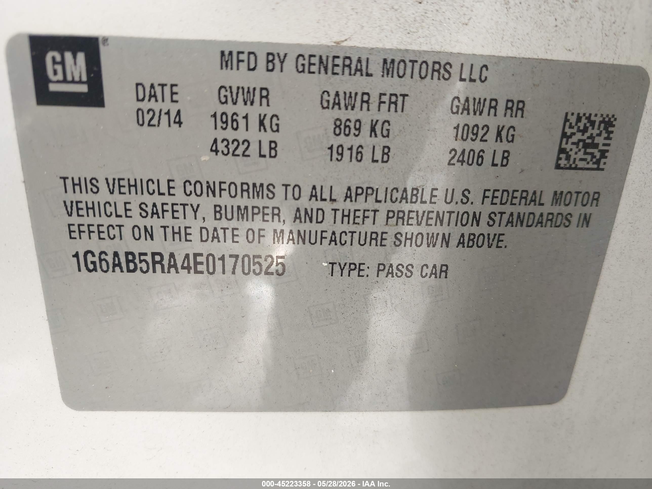 2014 Cadillac Ats Luxury Белый vin: 1G6AB5RA4E0170525