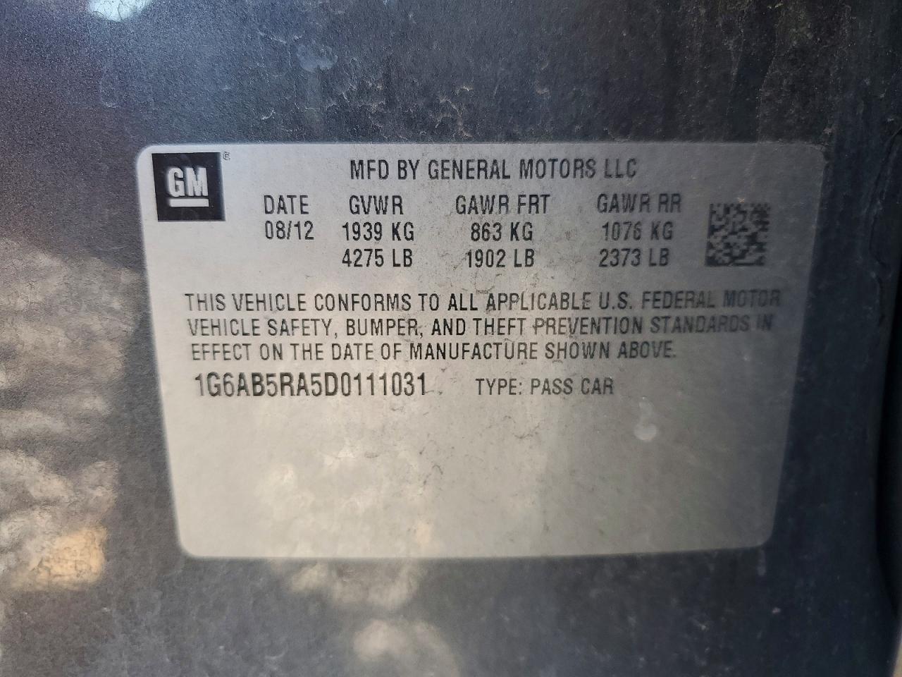 2013 Cadillac Ats Luxury Gray vin: 1G6AB5RA5D0111031