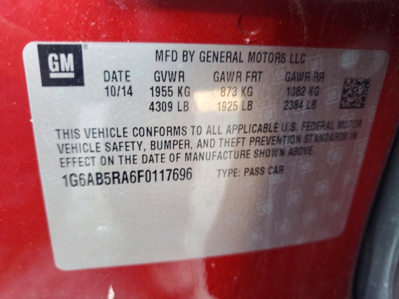 2015 Cadillac Ats Luxury Red vin: 1G6AB5RA6F0117696