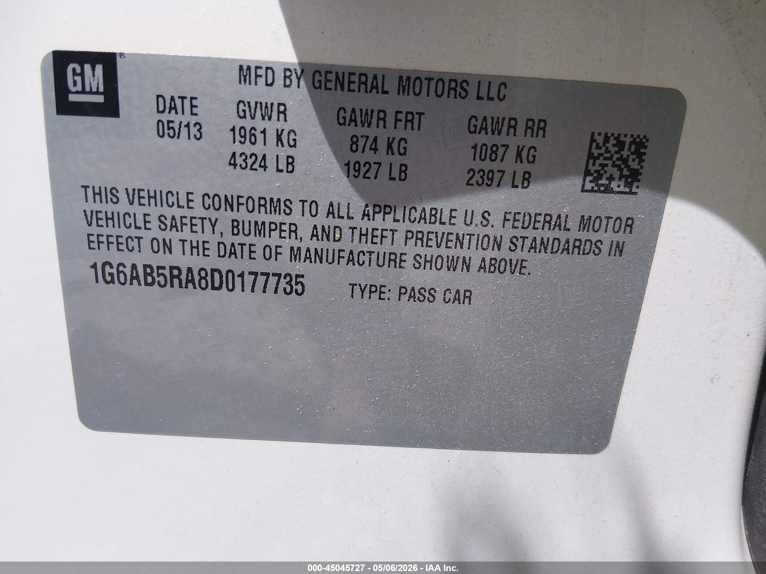 2013 Cadillac Ats Luxury White vin: 1G6AB5RA8D0177735