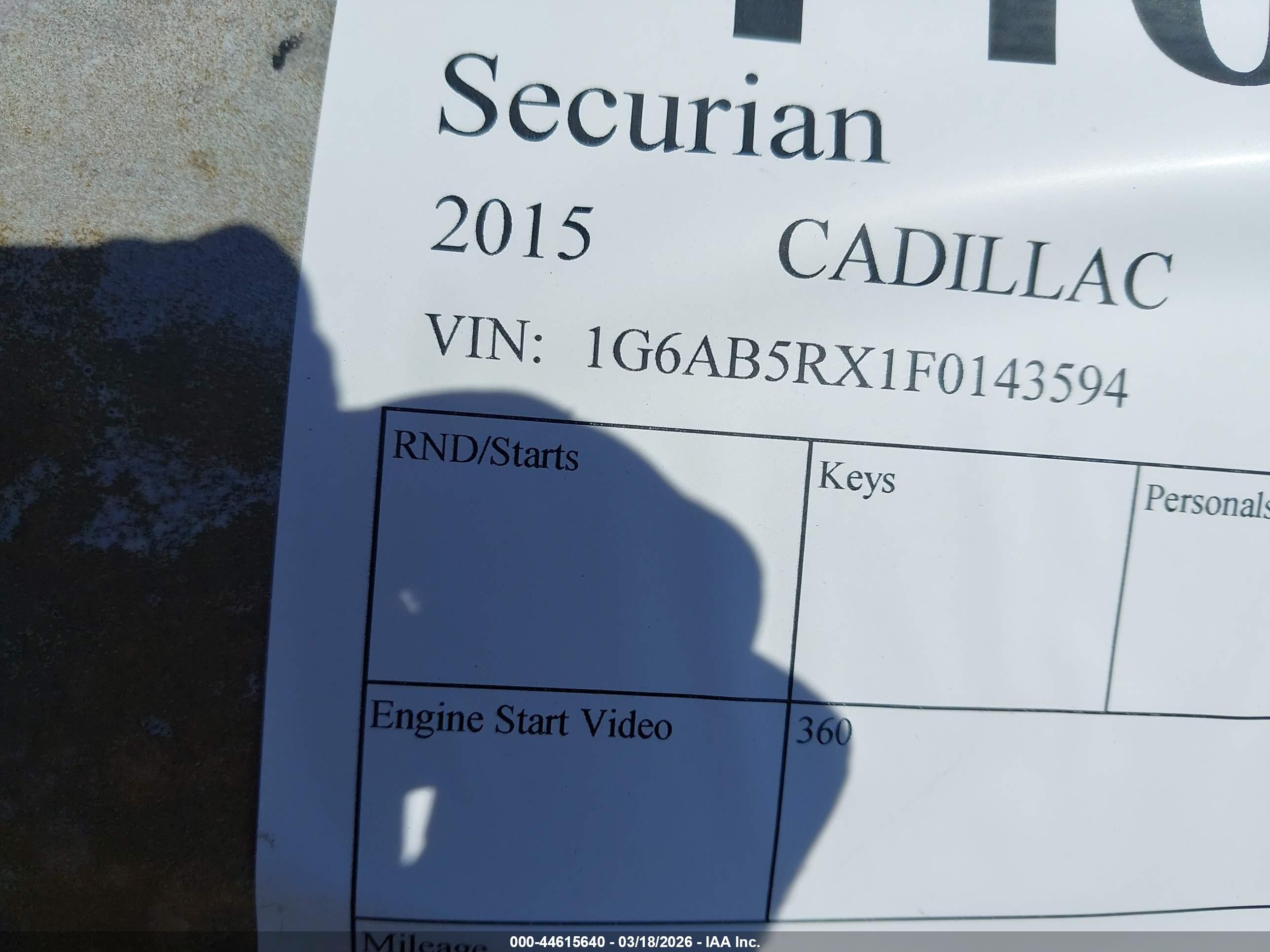 2015 Cadillac Ats Luxury Black vin: 1G6AB5RX1F0143594