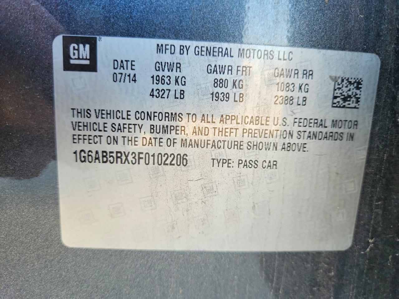 2015 Cadillac Ats Luxury Gray vin: 1G6AB5RX3F0102206
