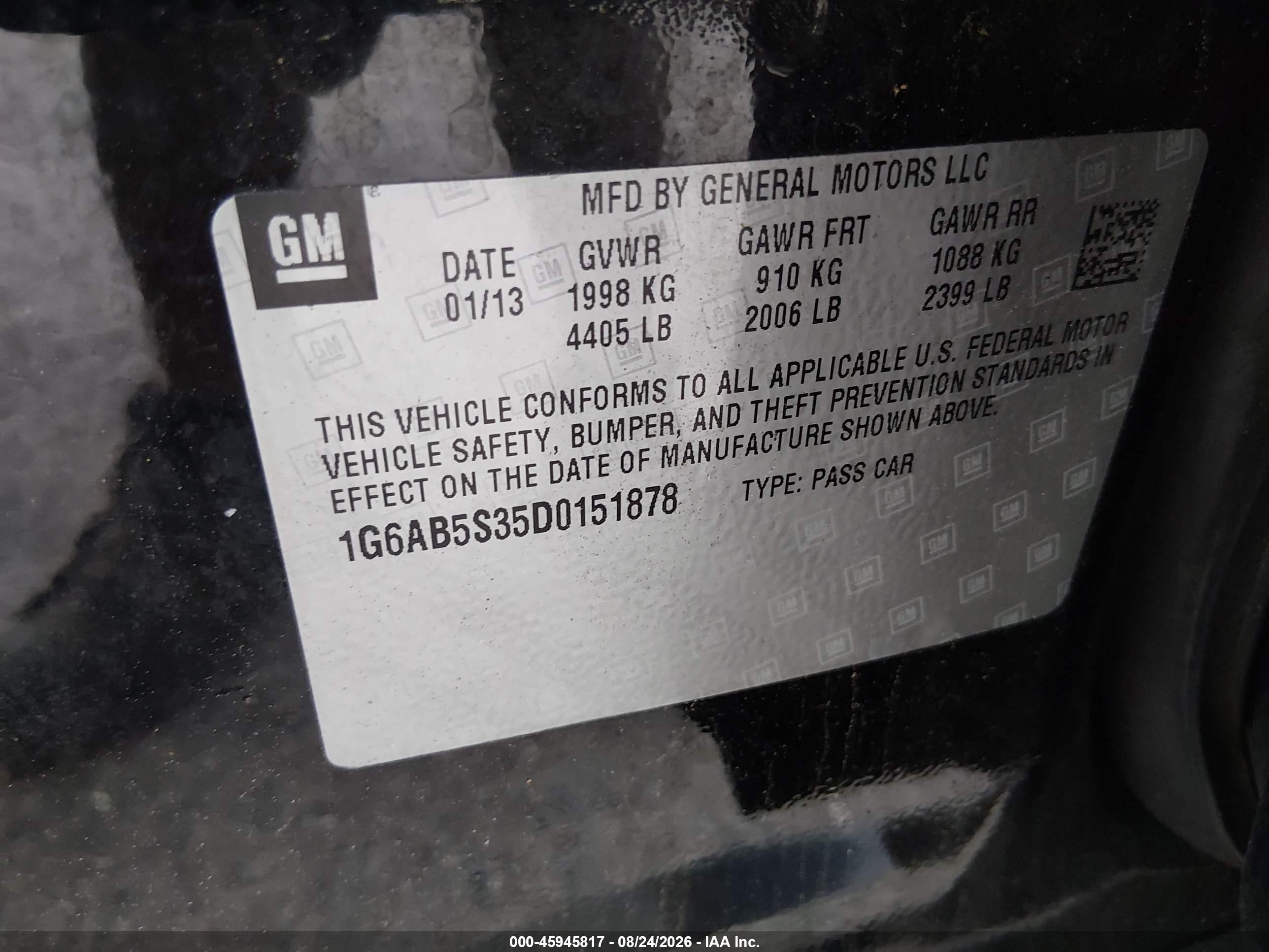 2013 Cadillac Ats Luxury Черный vin: 1G6AB5S35D0151878