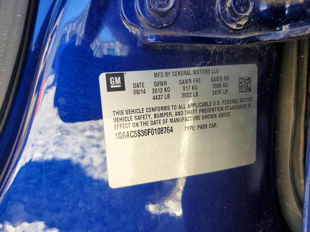2015 Cadillac Ats Performance Blue vin: 1G6AC5S36F0108764