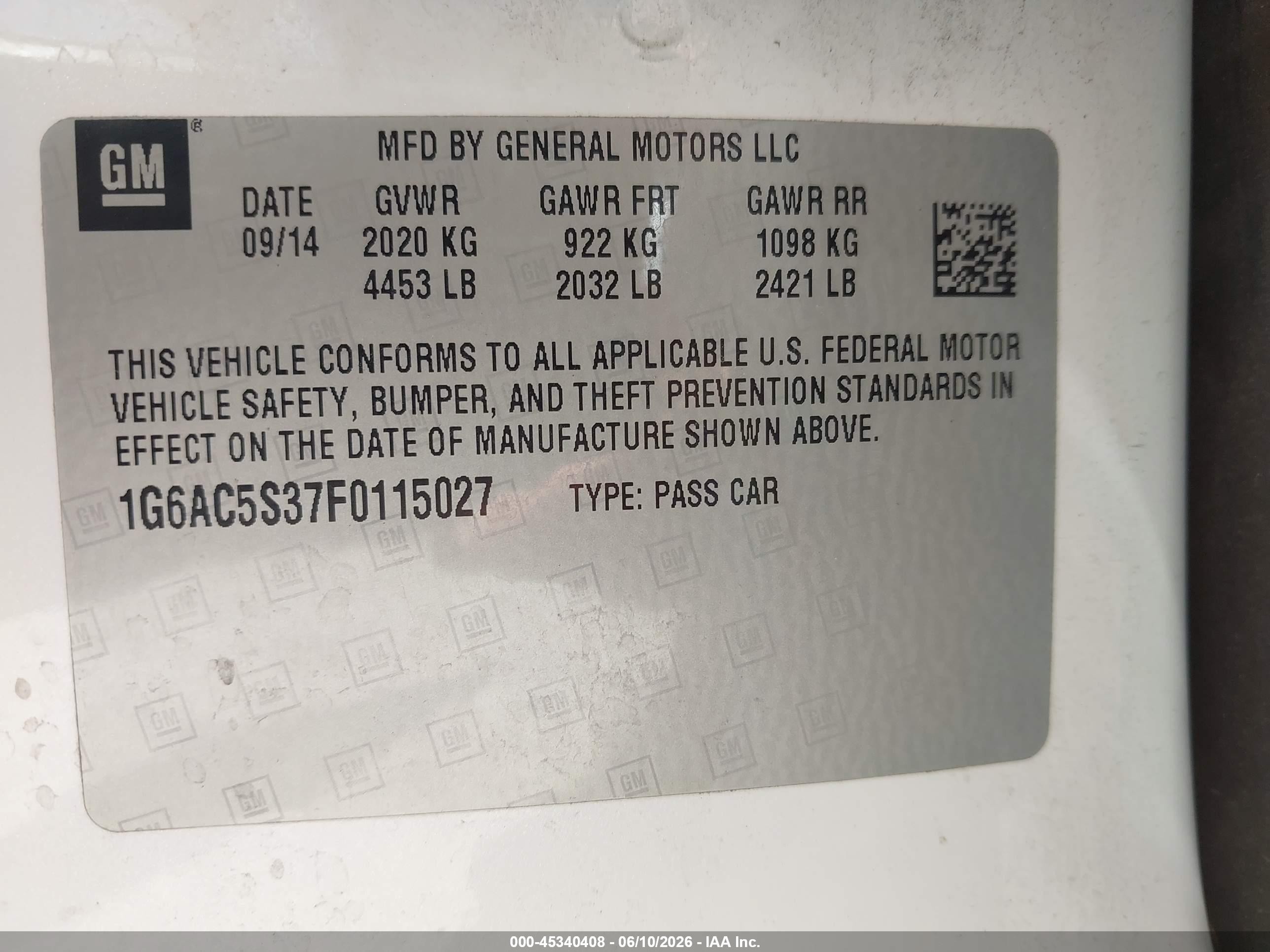2015 Cadillac Ats Performance White vin: 1G6AC5S37F0115027