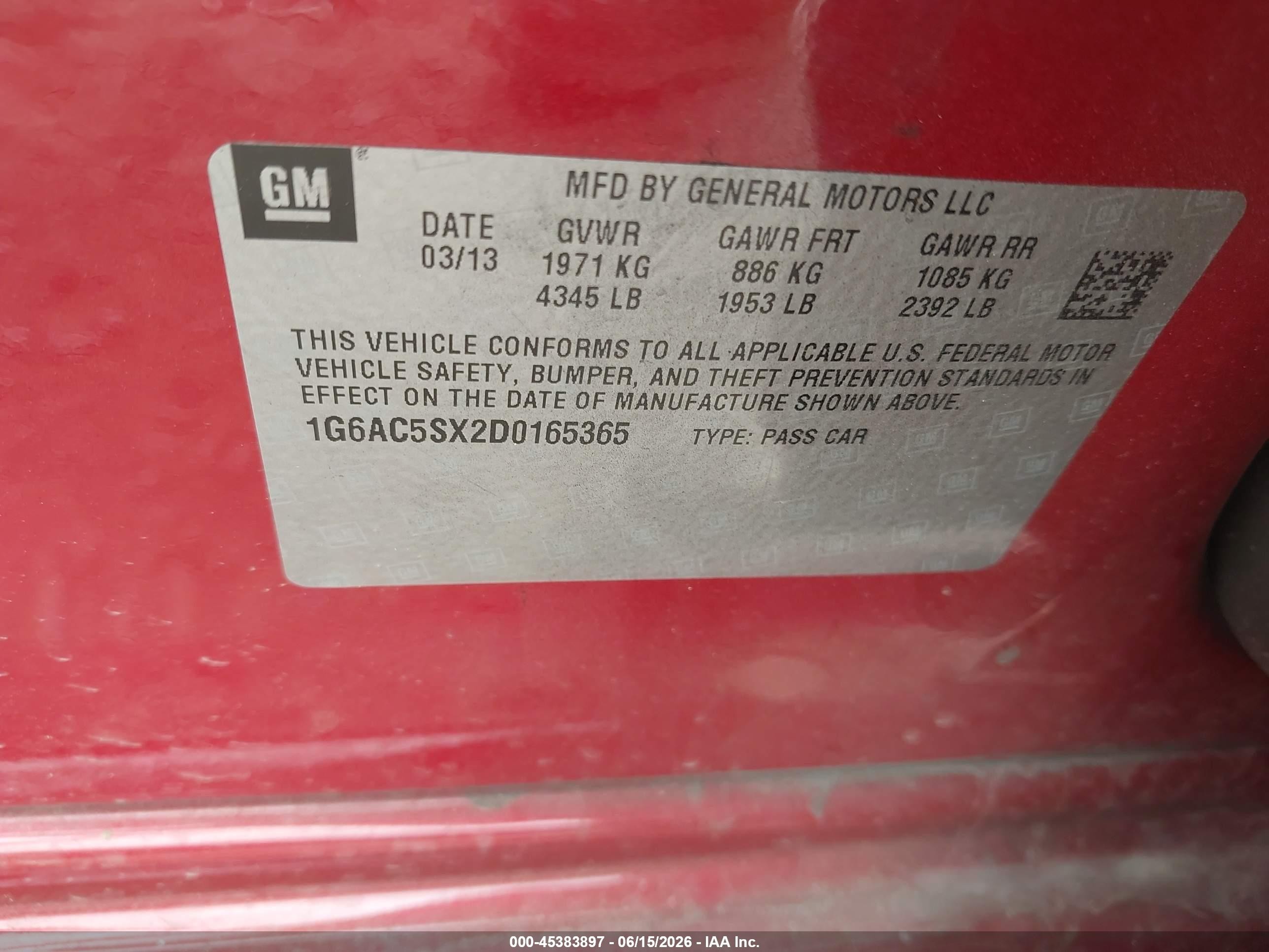 2013 Cadillac Ats Performance Red vin: 1G6AC5SX2D0165365