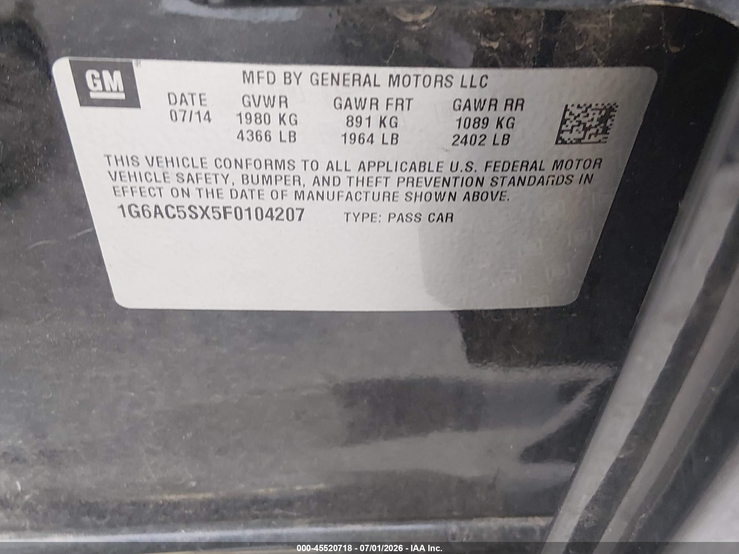 2015 Cadillac Ats Performance Black vin: 1G6AC5SX5F0104207