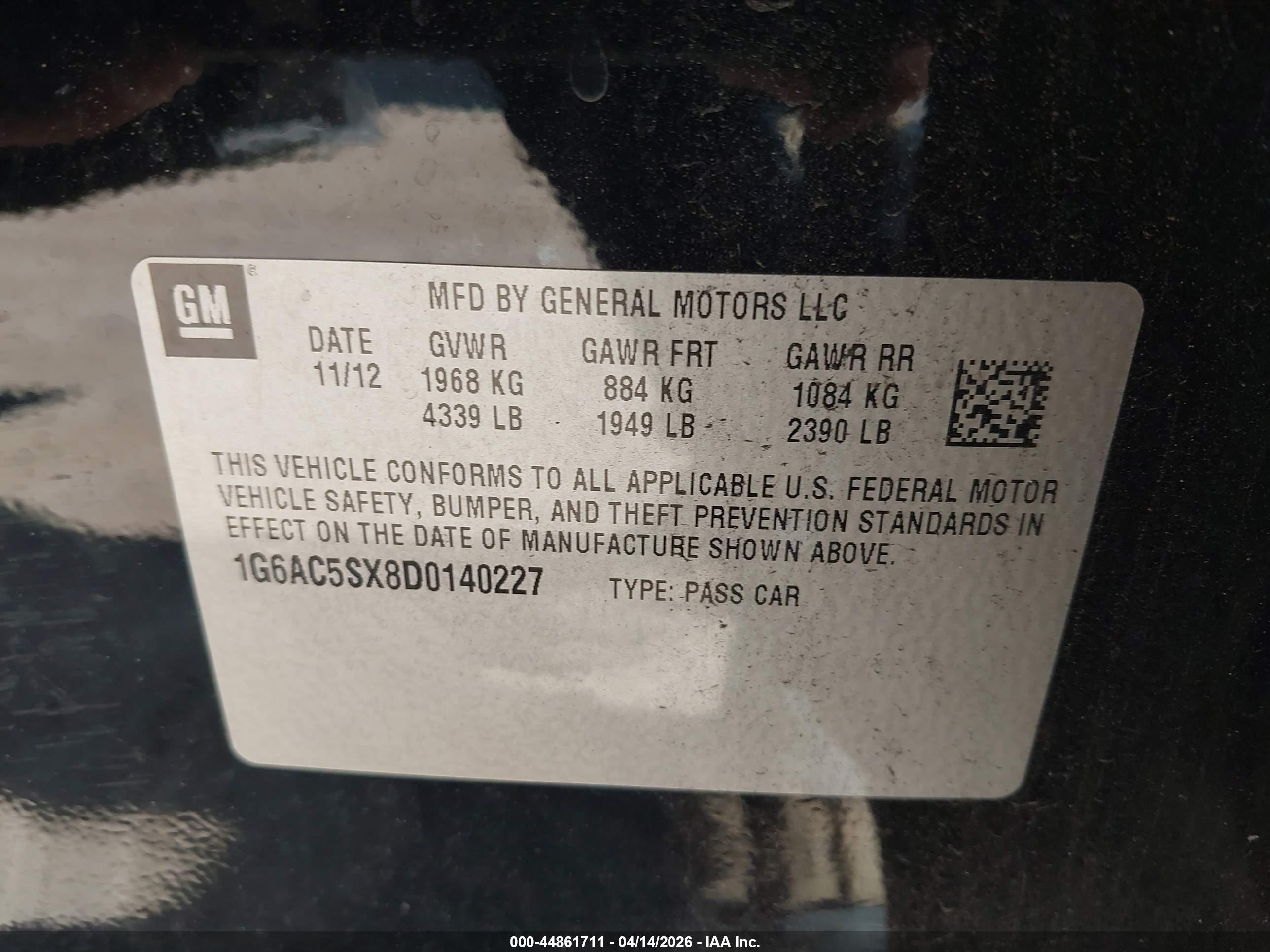 2013 Cadillac Ats Performance Black vin: 1G6AC5SX8D0140227