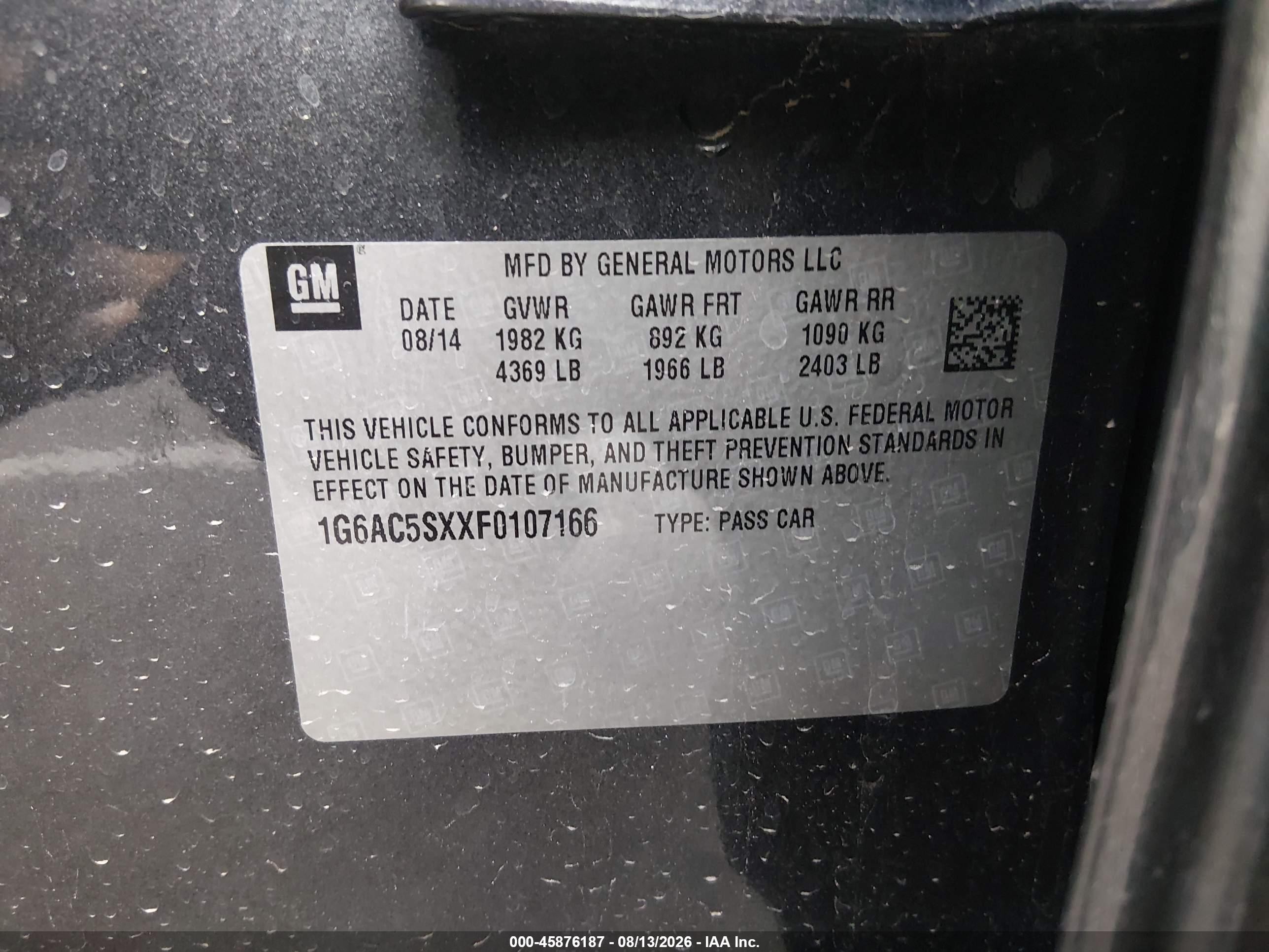 2015 Cadillac Ats Performance Серый vin: 1G6AC5SXXF0107166