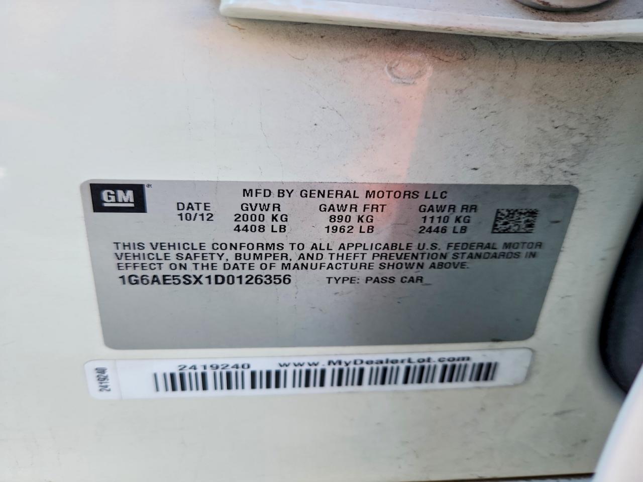 2013 Cadillac Ats Premium Белый vin: 1G6AE5SX1D0126356