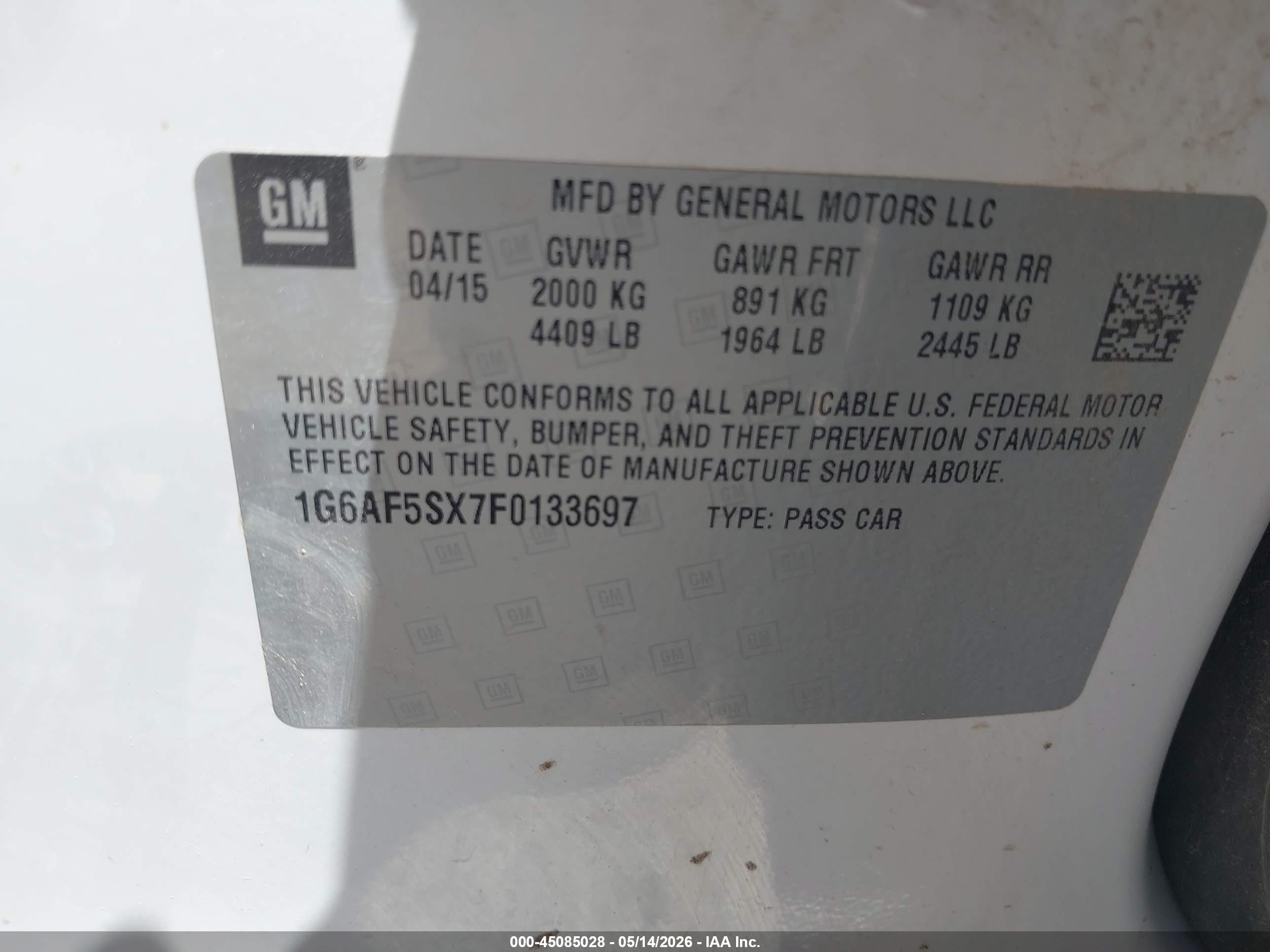 2015 Cadillac Ats Premium White vin: 1G6AF5SX7F0133697
