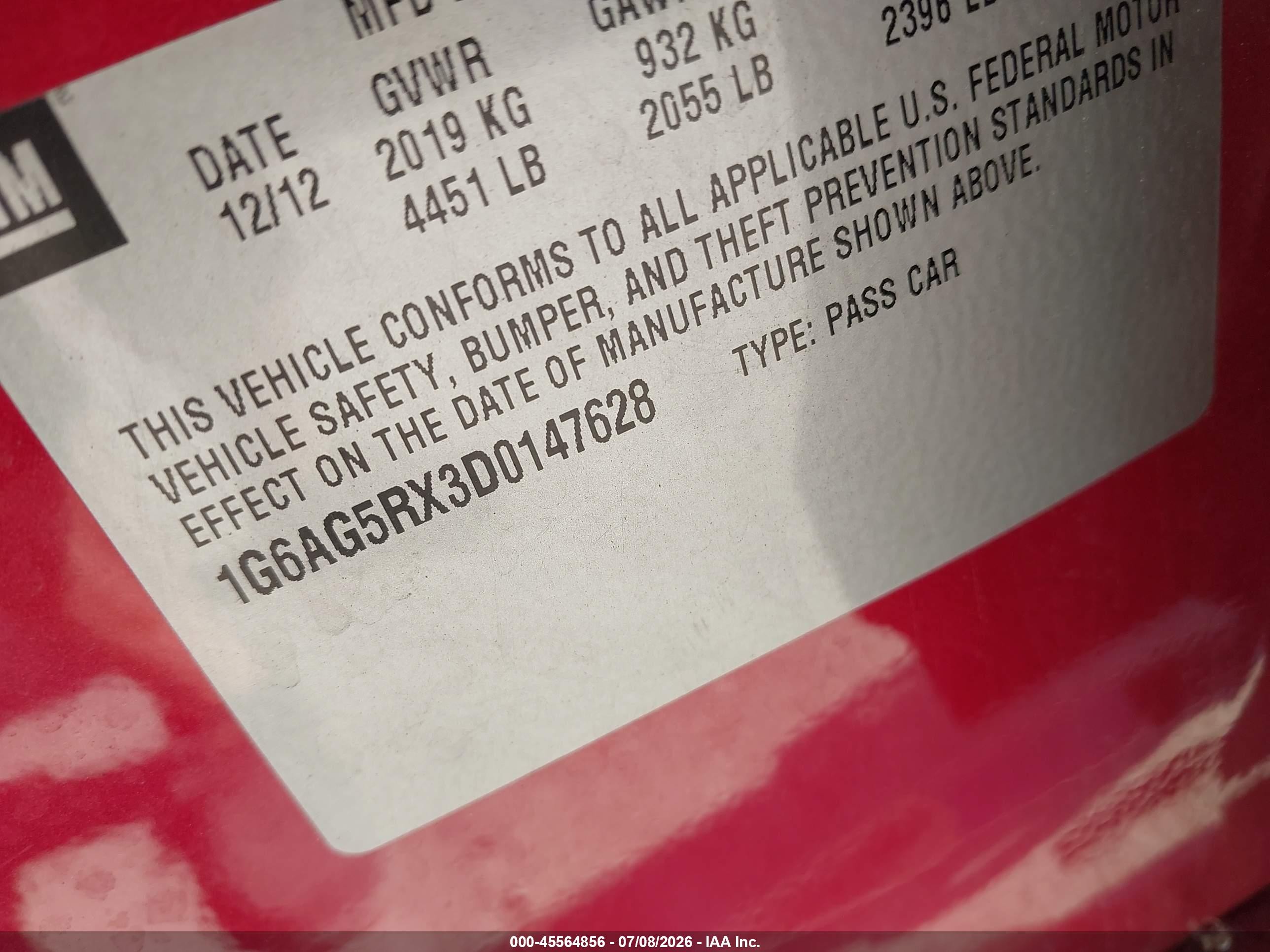 2013 Cadillac Ats Standard Red vin: 1G6AG5RX3D0147628