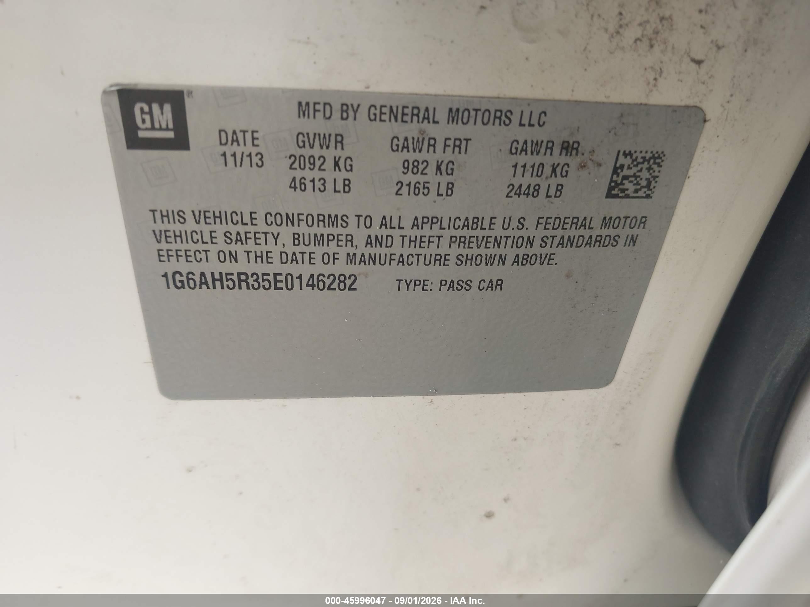 2014 Cadillac Ats Luxury Белый vin: 1G6AH5R35E0146282