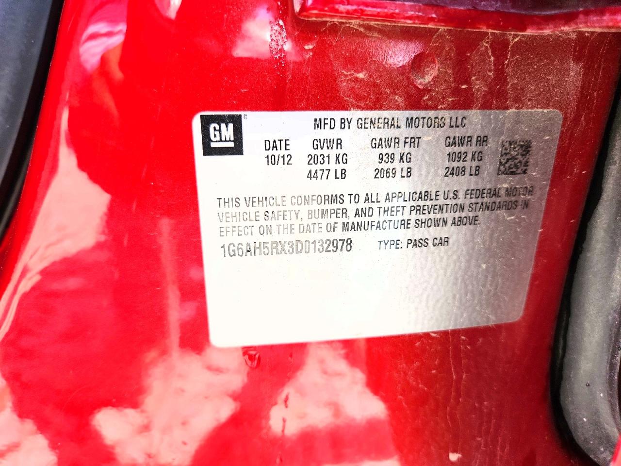 2013 Cadillac Ats Luxury Red vin: 1G6AH5RX3D0132978