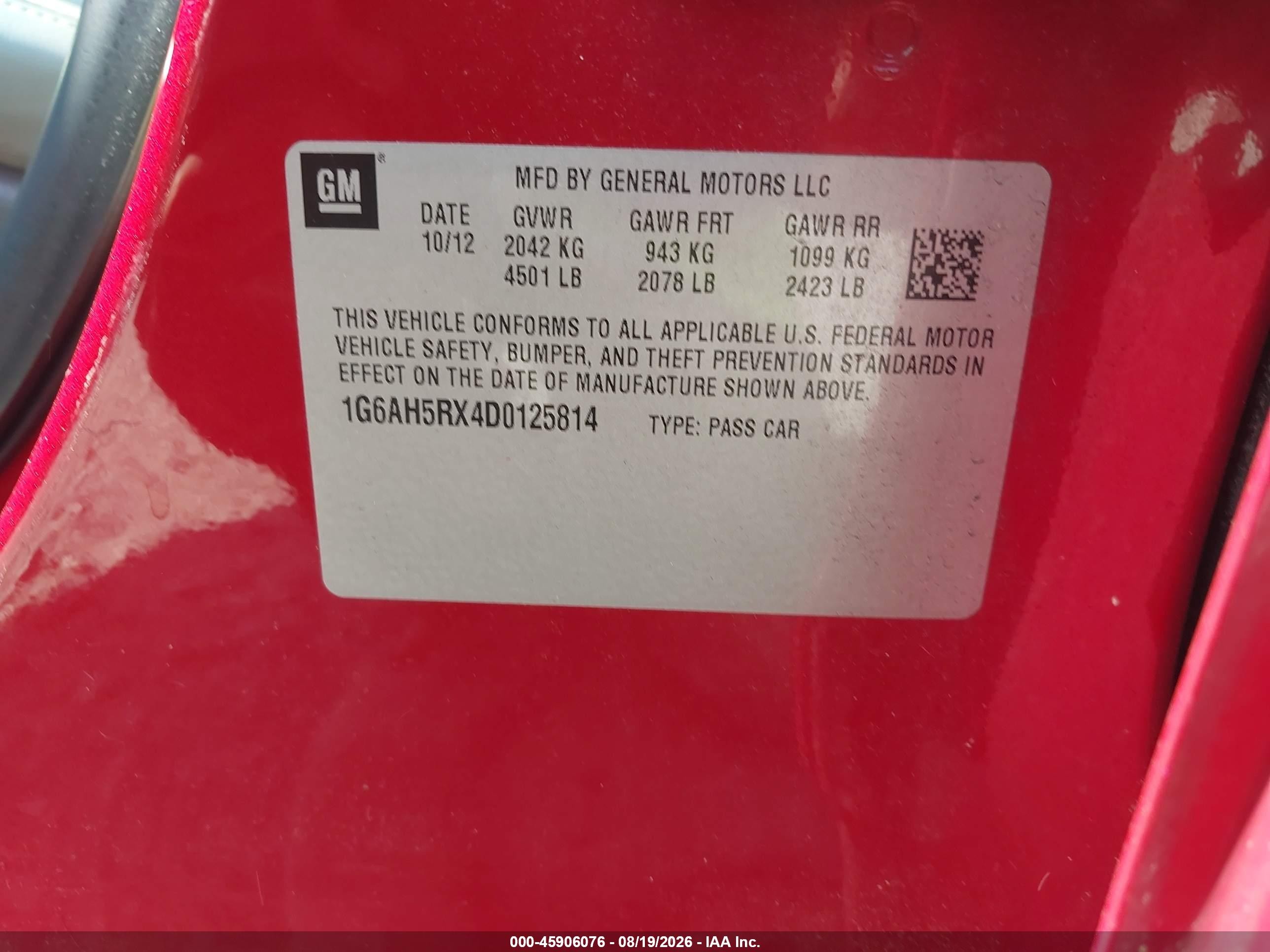 2013 Cadillac Ats Luxury Red vin: 1G6AH5RX4D0125814