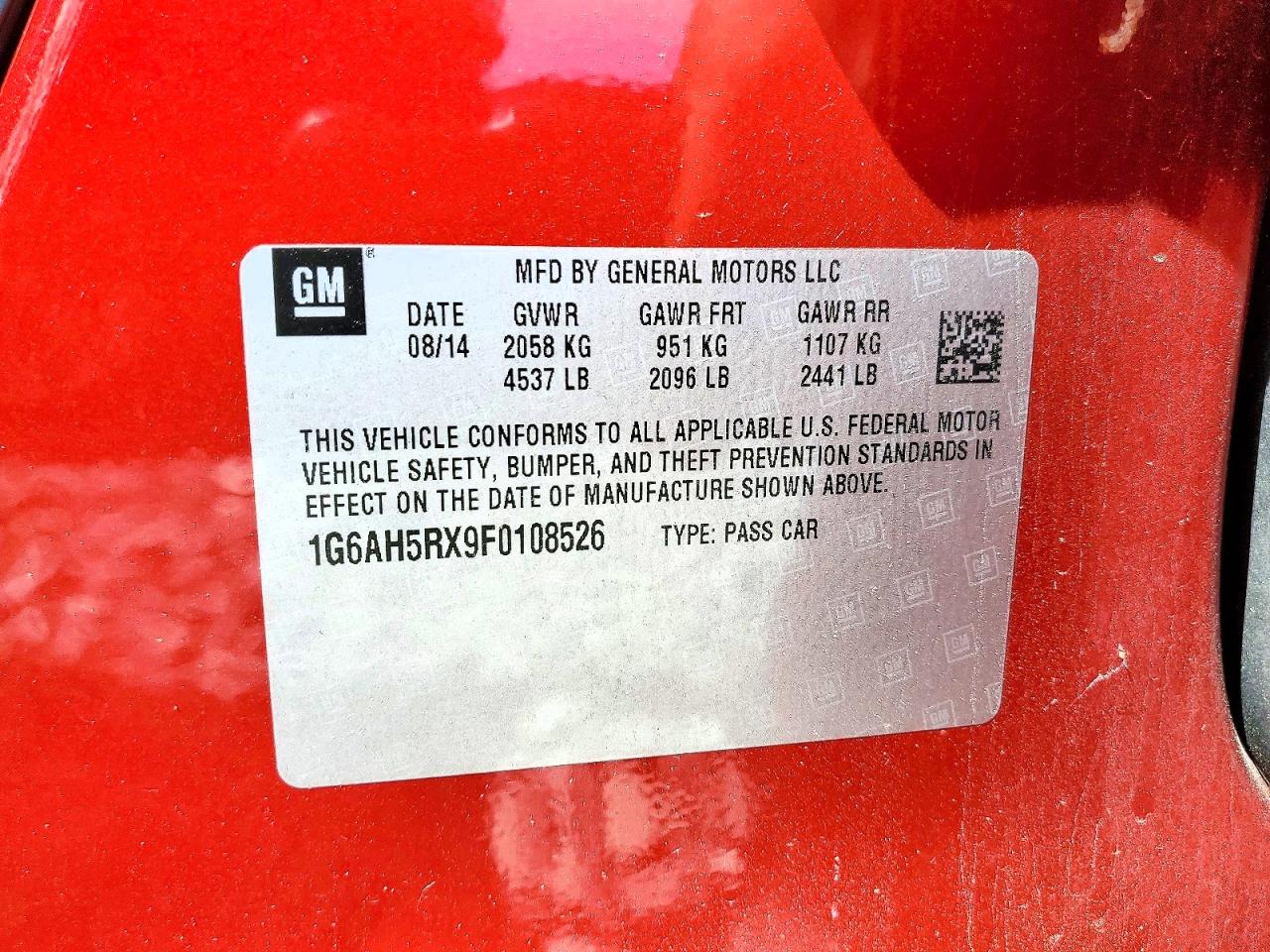 2015 Cadillac Ats Luxury Red vin: 1G6AH5RX9F0108526