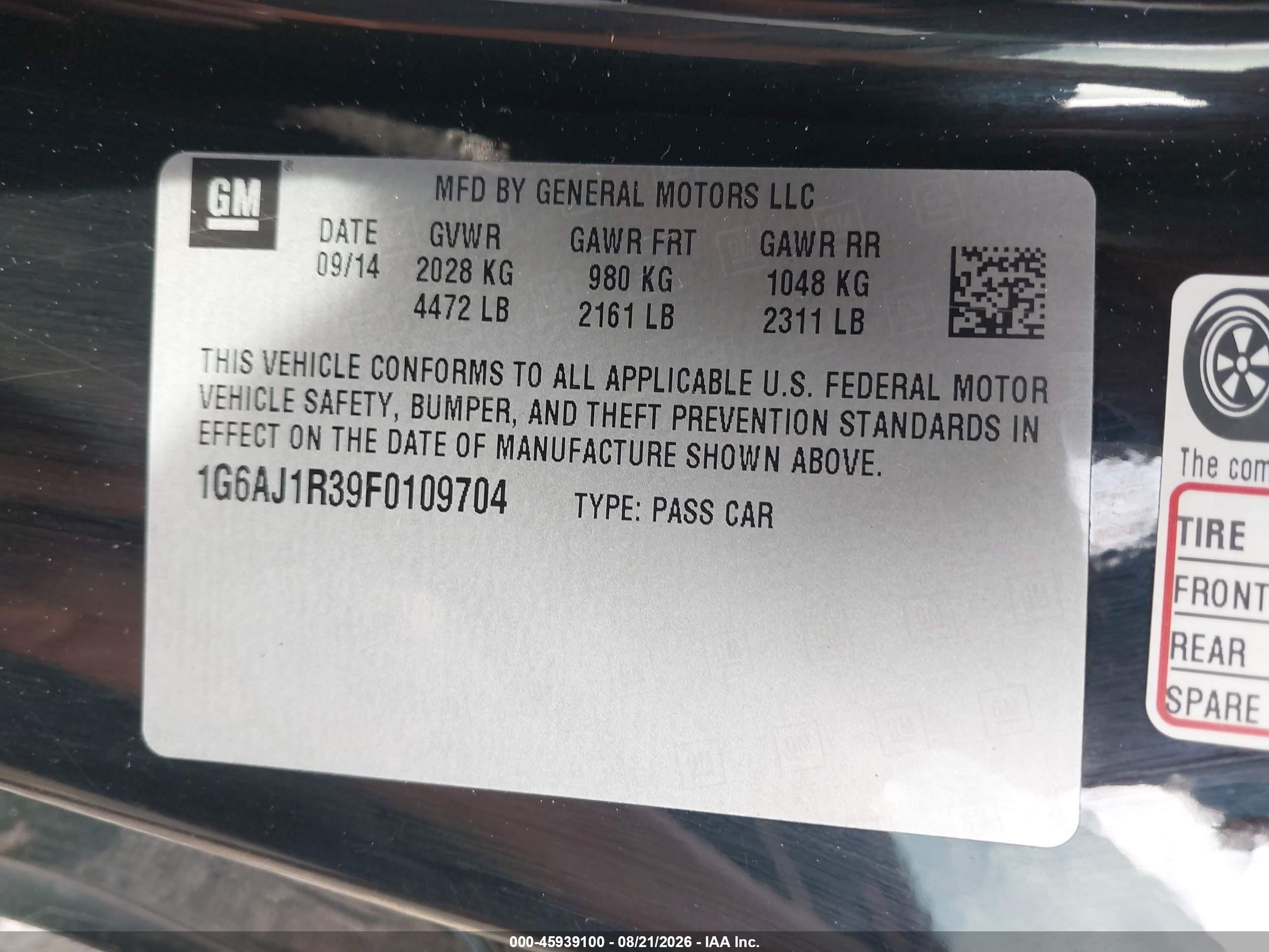 2015 Cadillac Ats Performance Black vin: 1G6AJ1R39F0109704